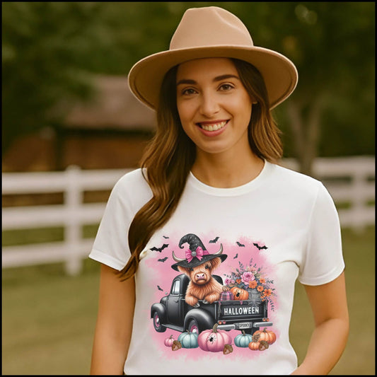 Highland Cow Halloween Truck Tee