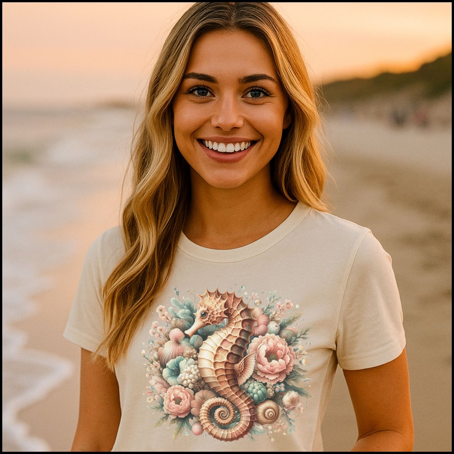 Coastal Bloom Seahorse Tee