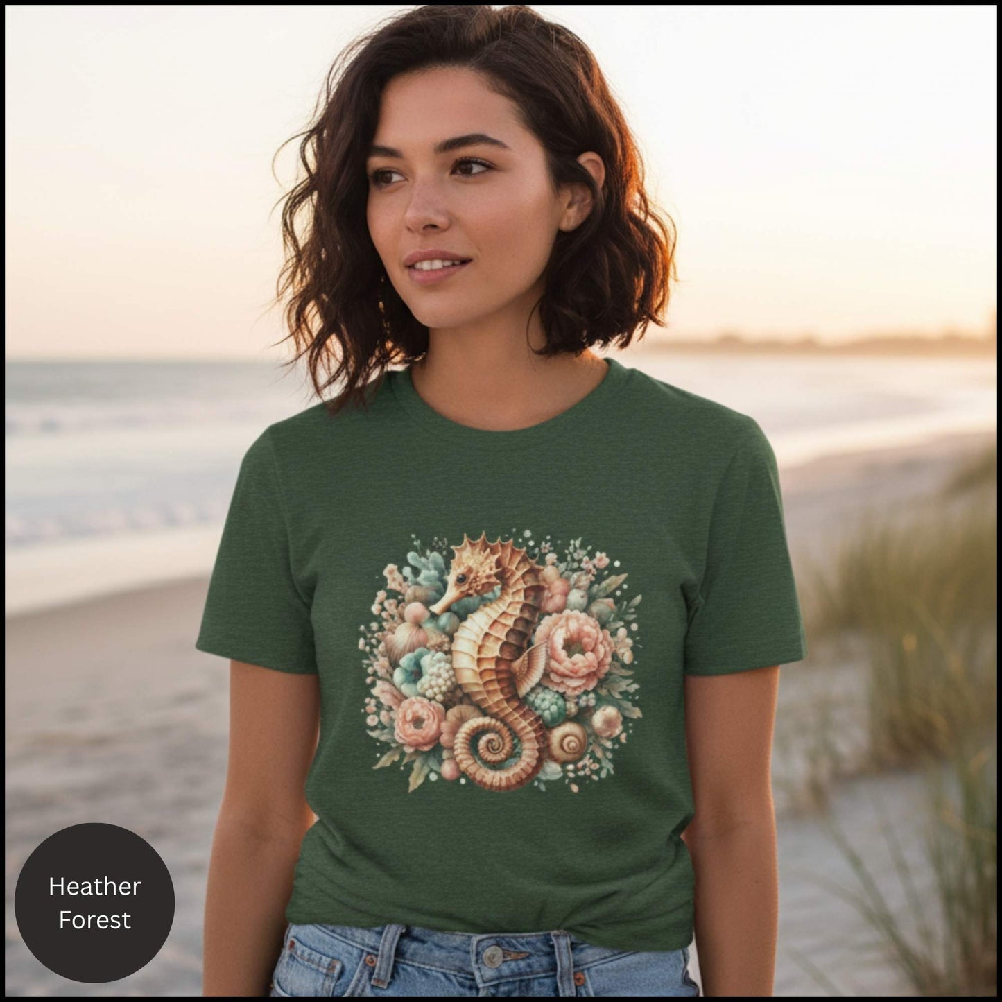 Coastal Bloom Seahorse Tee