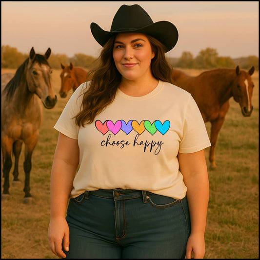 Rainbow Hearts Tee - Choose Happy