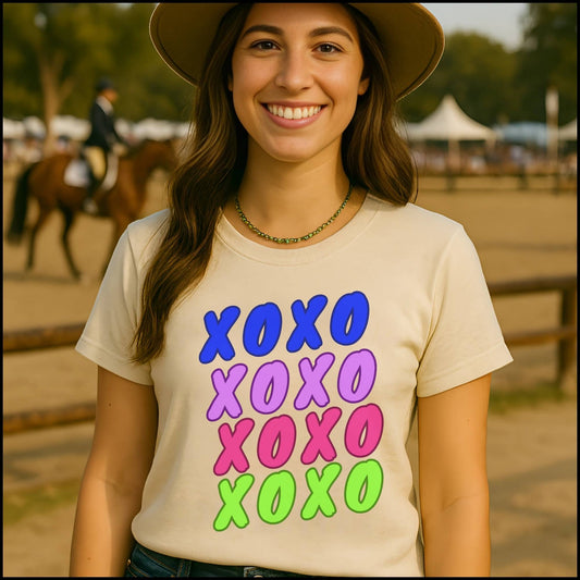 XOXO Retro Rainbow Graphic Tee – Cute Colorful Love T-Shirt