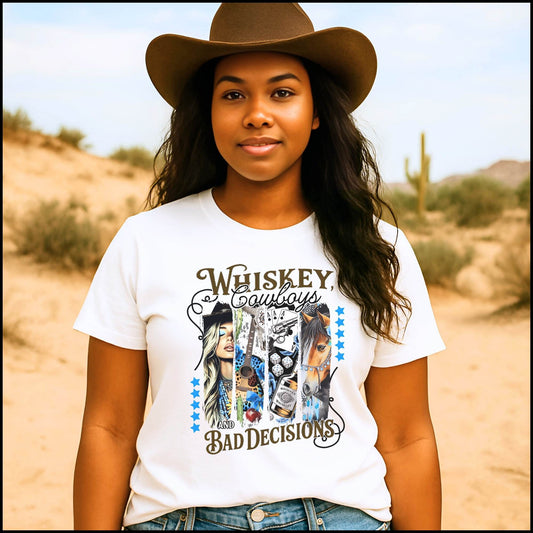 Whiskey, Cowboys & Bad Decisions Graphic Tee