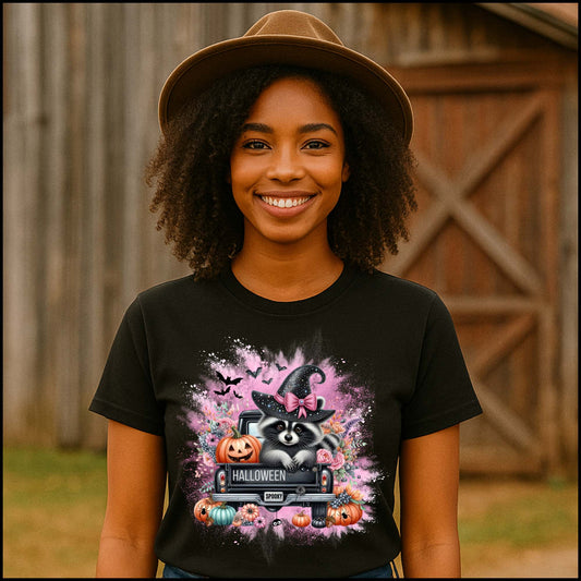 Spooky Raccoon Halloween Truck Tee