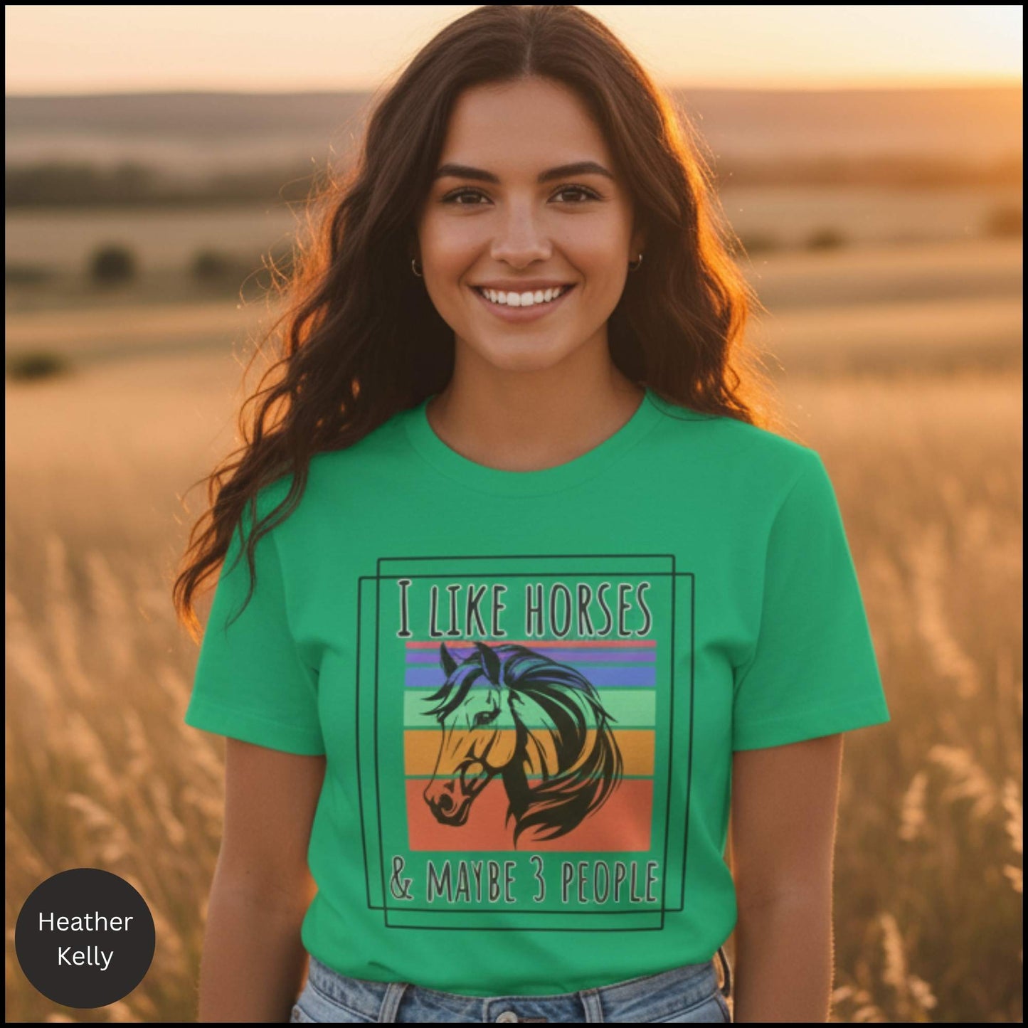 "I Like Horses & Maybe 3 People" Funny Retro Horse Lover T-Shirt