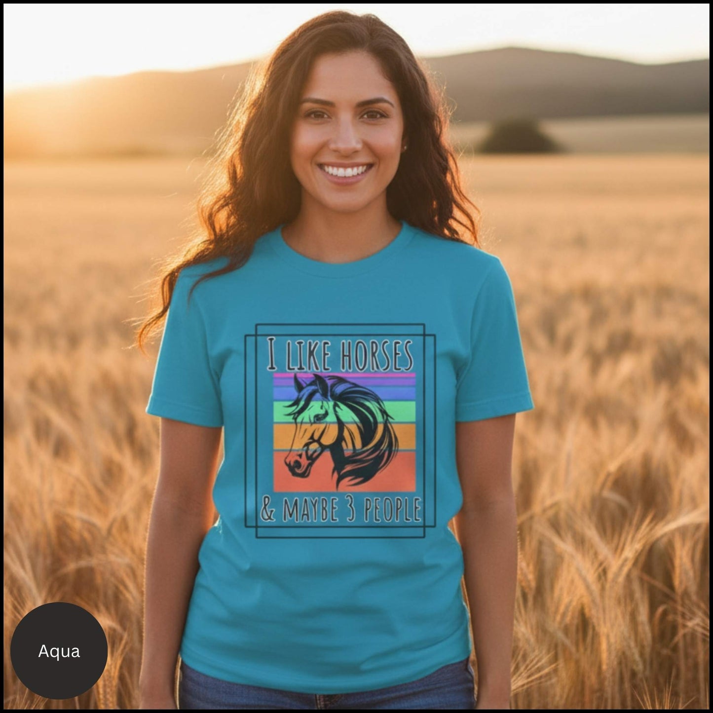 "I Like Horses & Maybe 3 People" Funny Retro Horse Lover T-Shirt