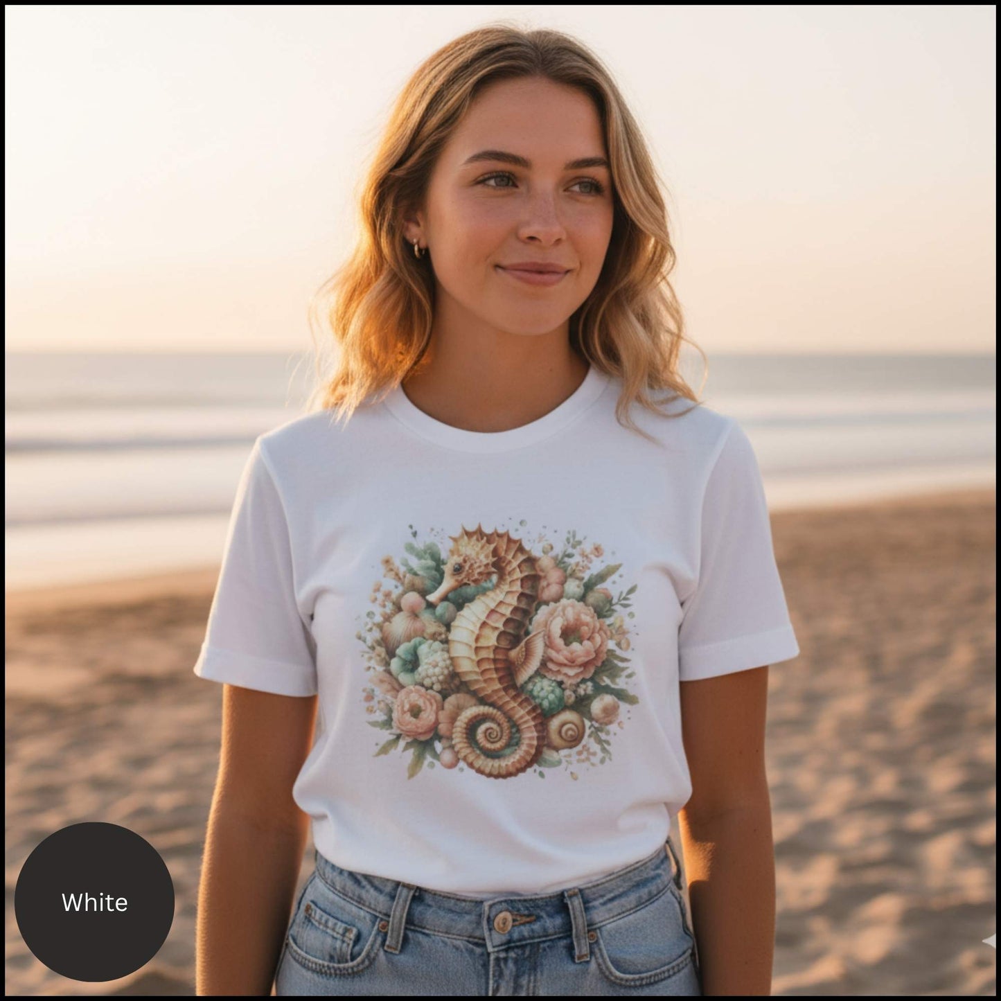 Coastal Bloom Seahorse Tee