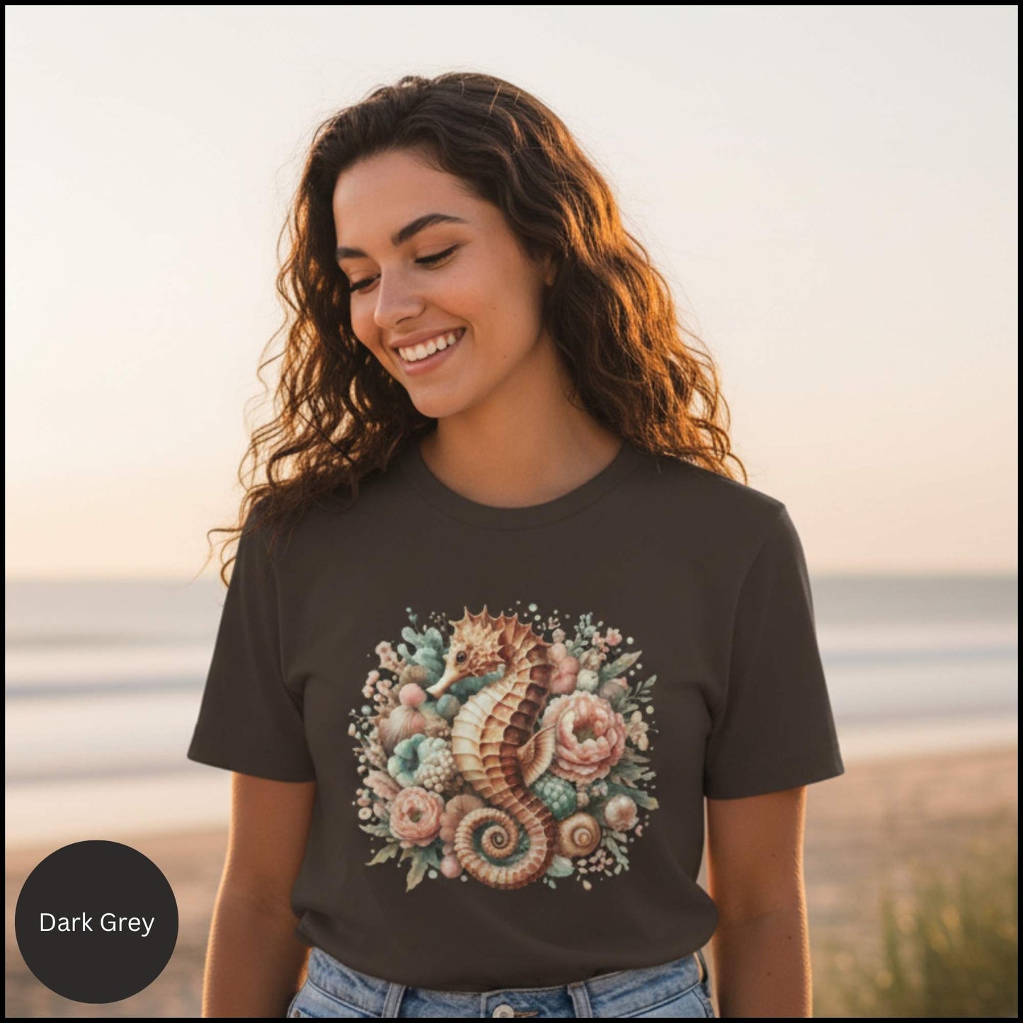 Coastal Bloom Seahorse Tee