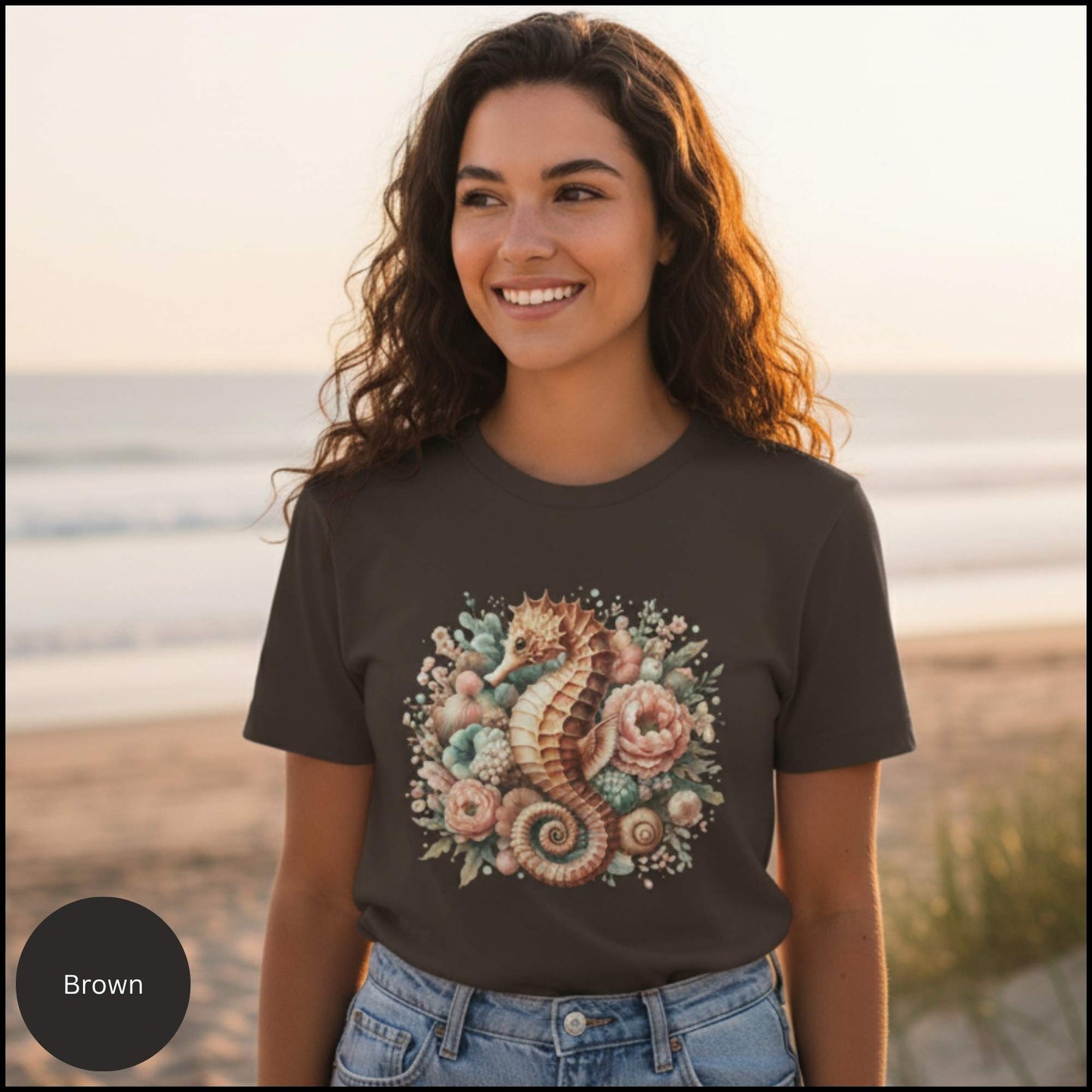 Coastal Bloom Seahorse Tee