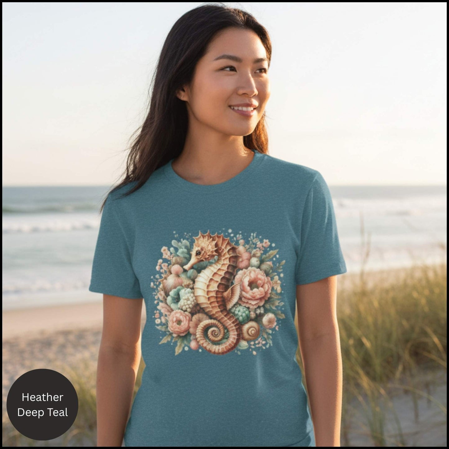 Coastal Bloom Seahorse Tee