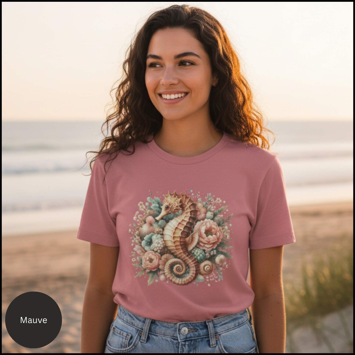 Coastal Bloom Seahorse Tee