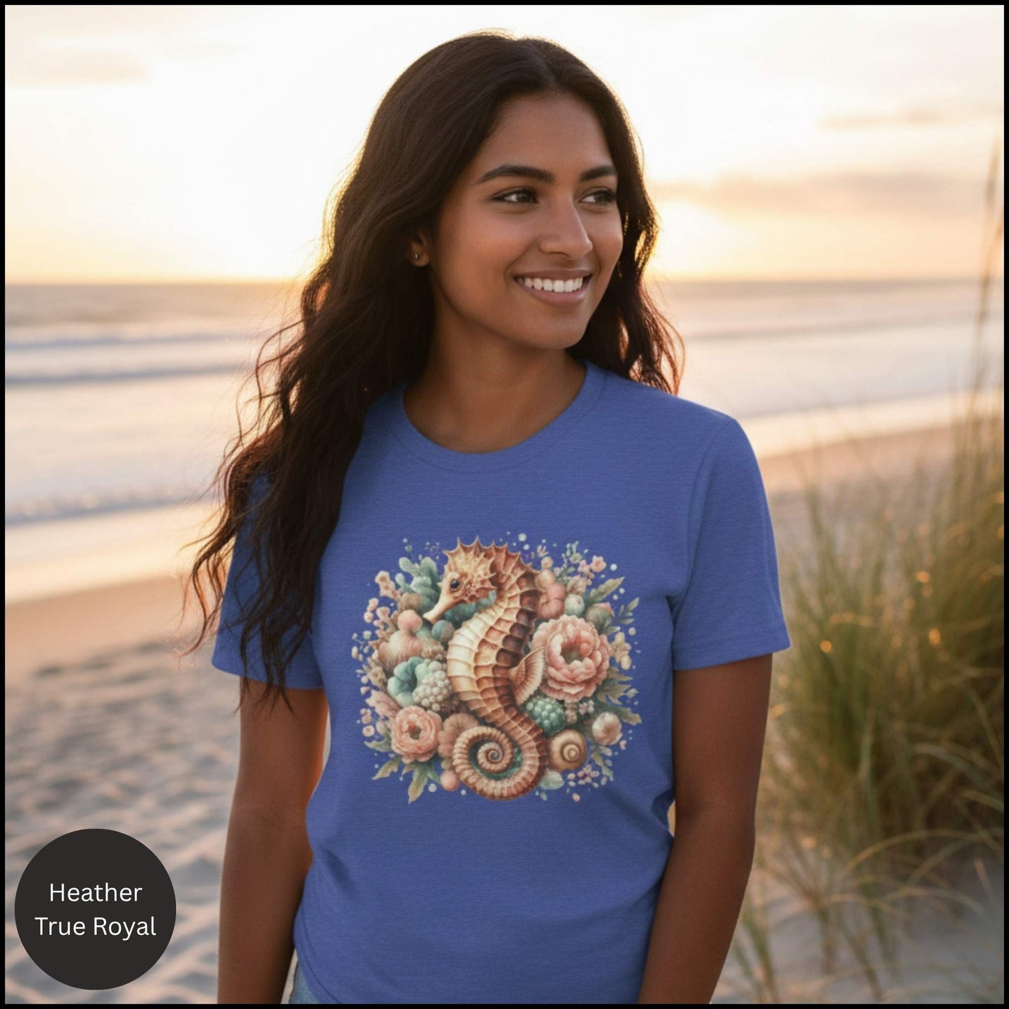 Coastal Bloom Seahorse Tee