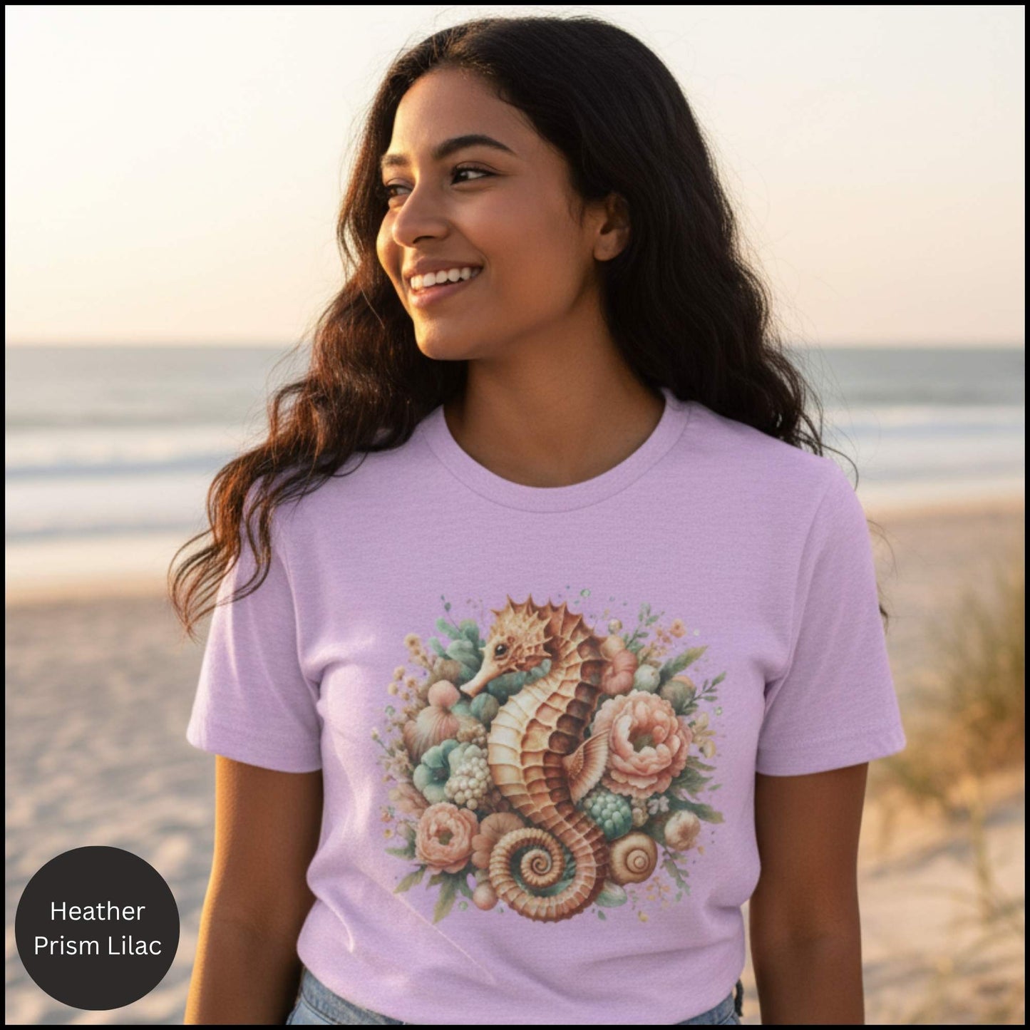 Coastal Bloom Seahorse Tee