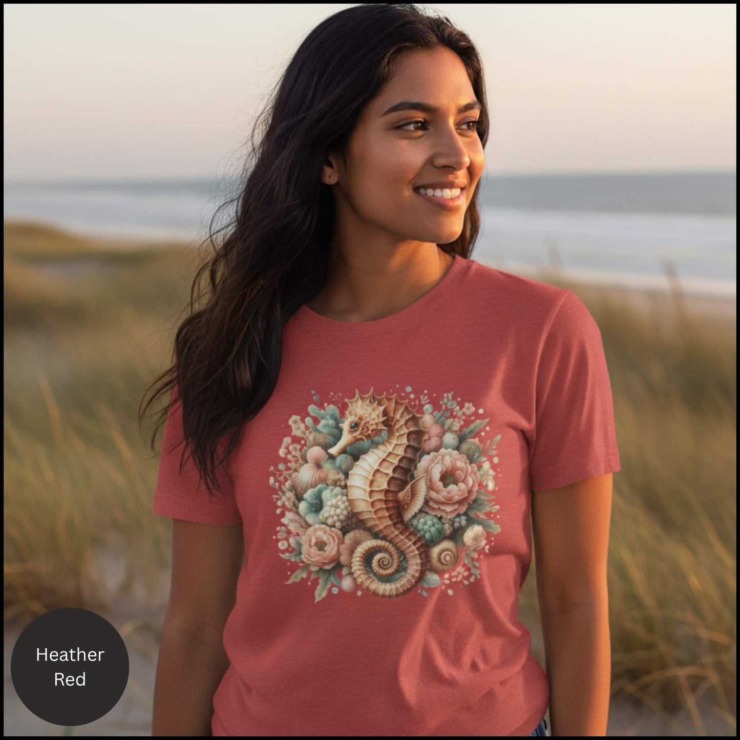 Coastal Bloom Seahorse Tee