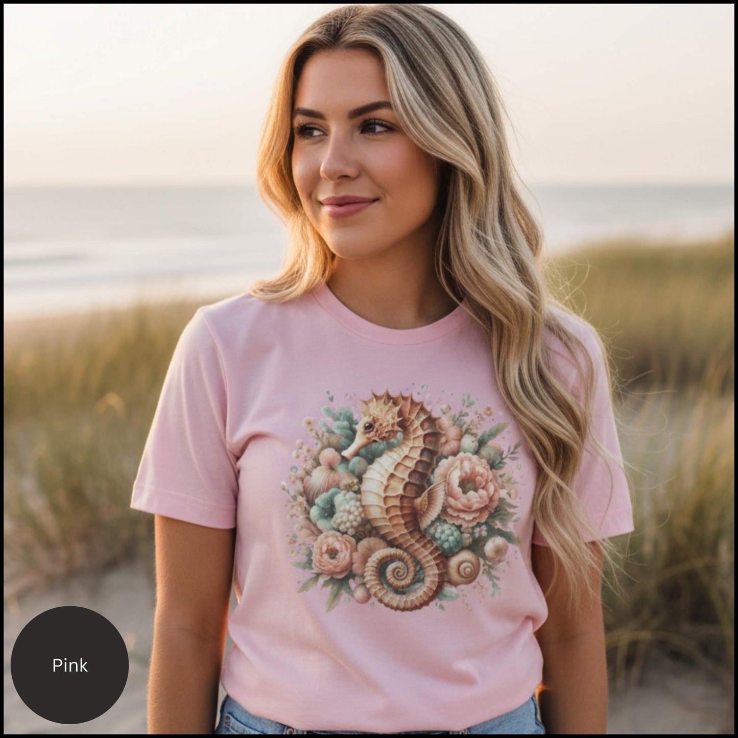 Coastal Bloom Seahorse Tee