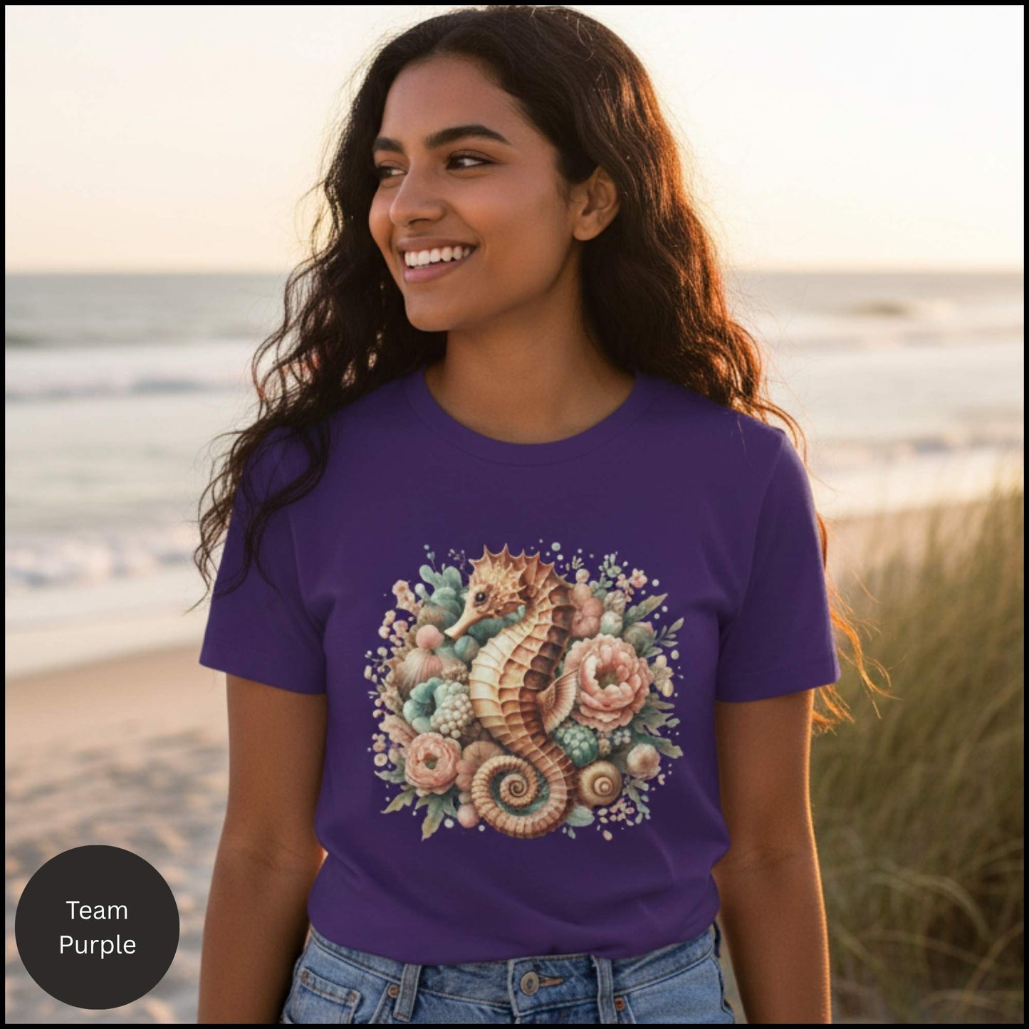 Coastal Bloom Seahorse Tee