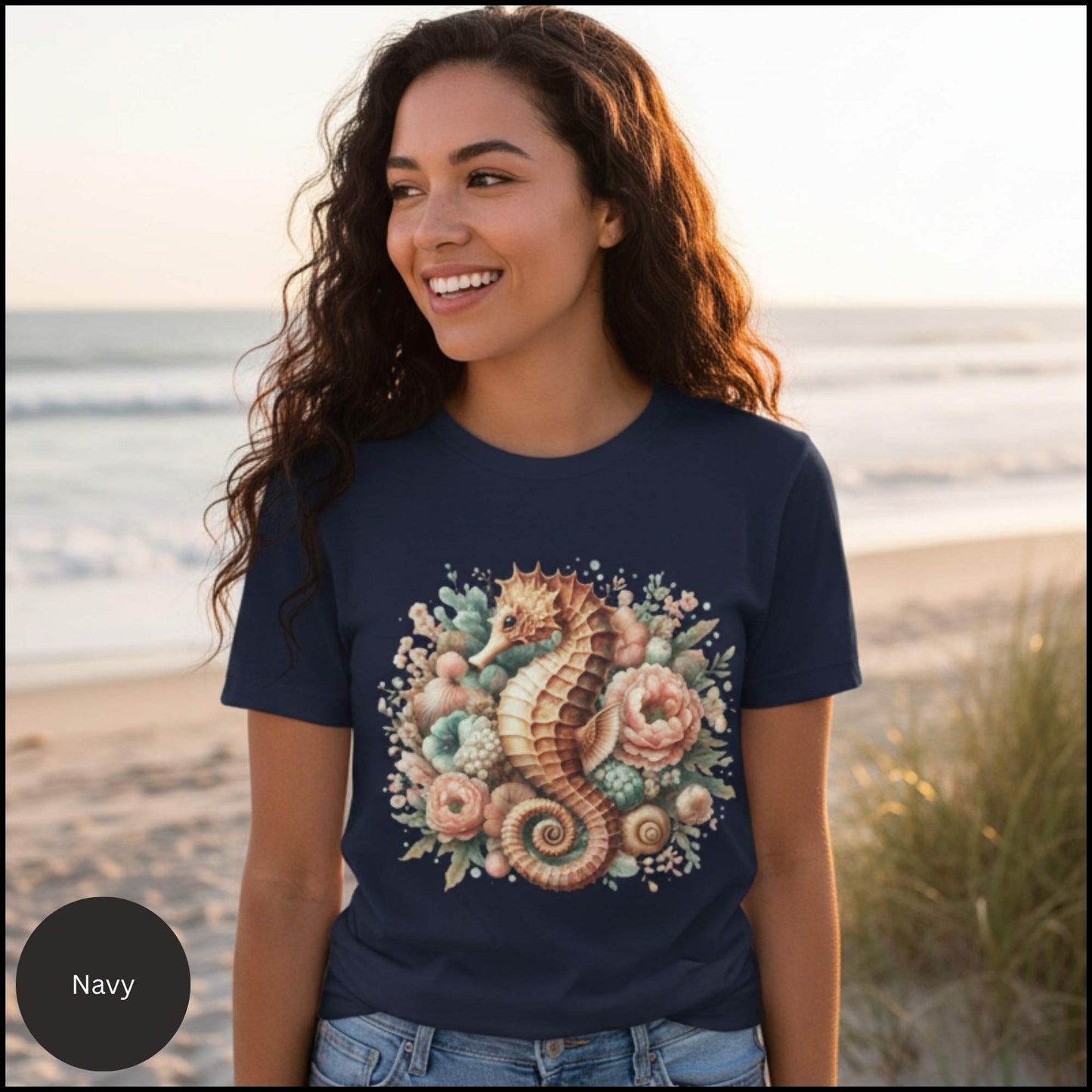Coastal Bloom Seahorse Tee