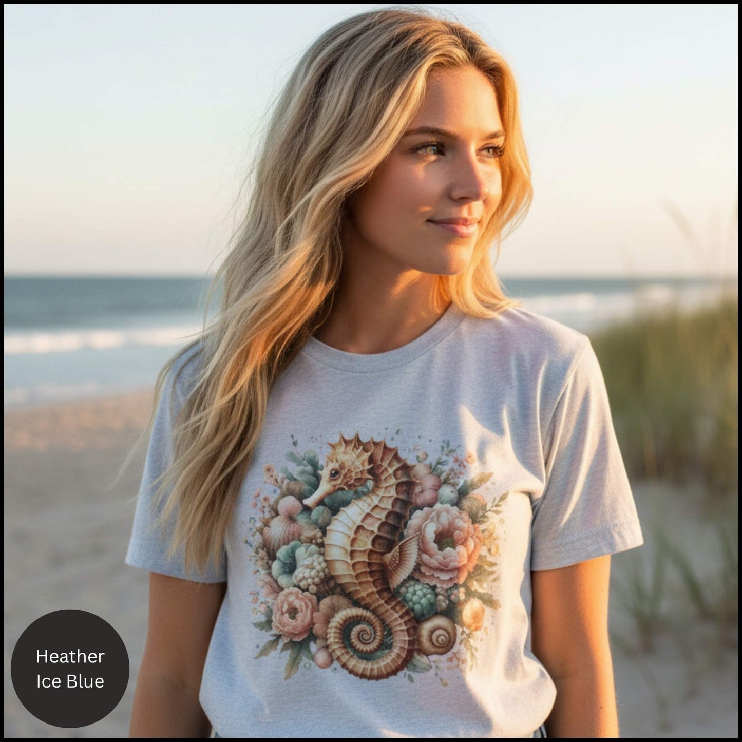 Coastal Bloom Seahorse Tee