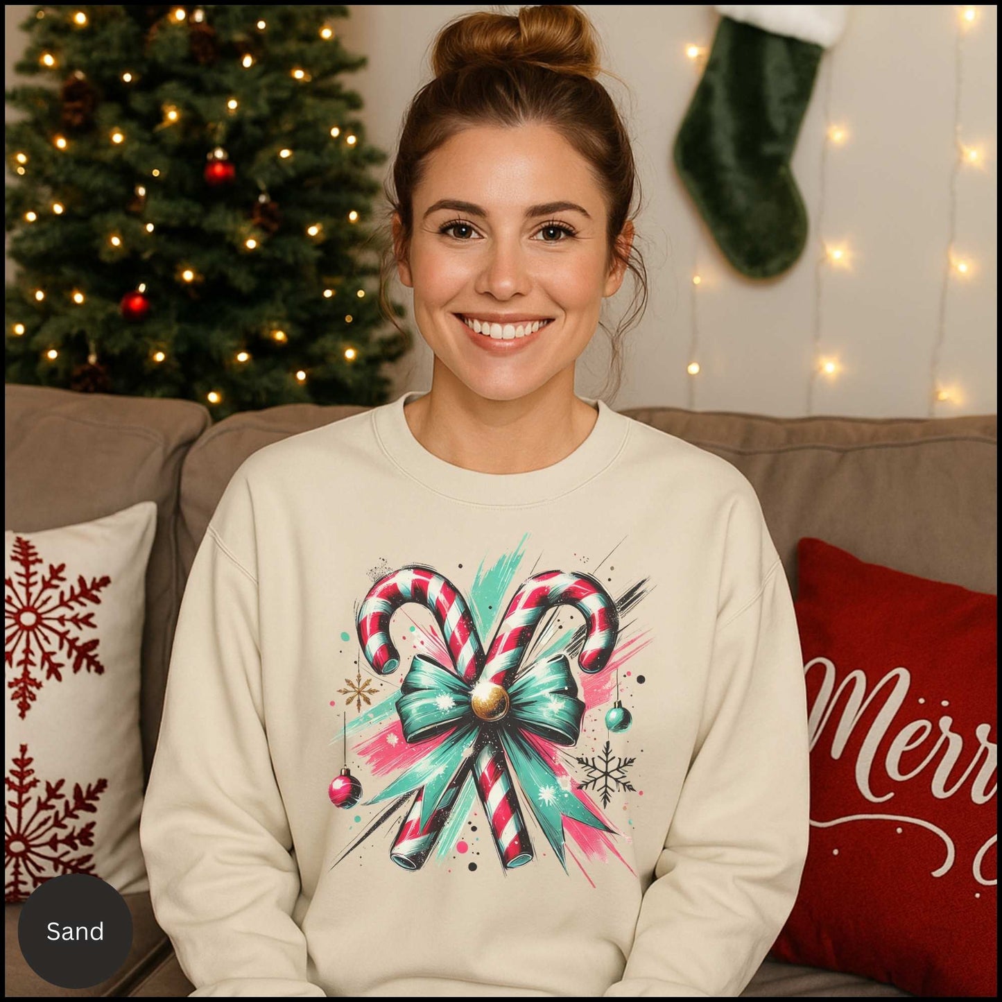 Festive Candy Cane Crewneck Sweatshirt