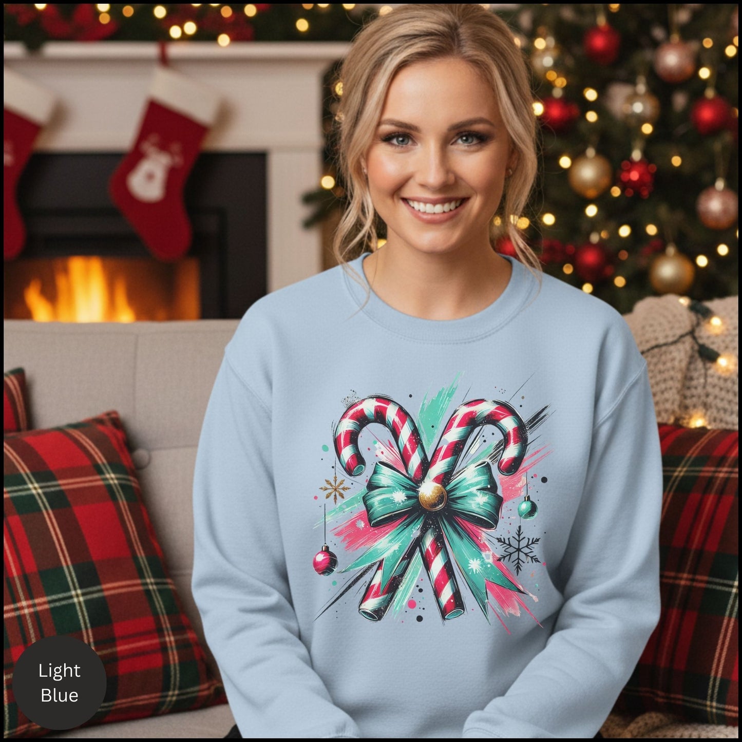 Festive Candy Cane Crewneck Sweatshirt