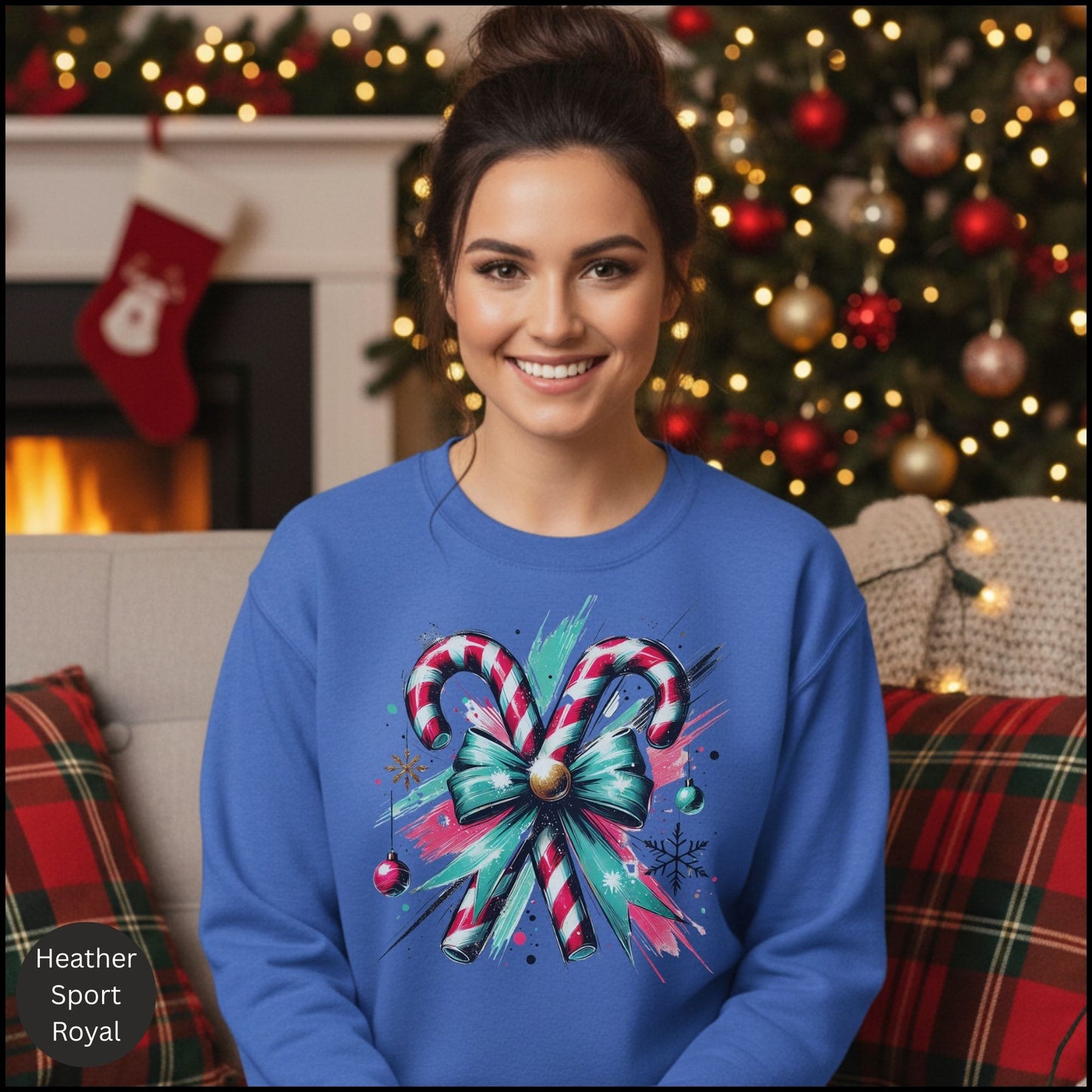 Festive Candy Cane Crewneck Sweatshirt