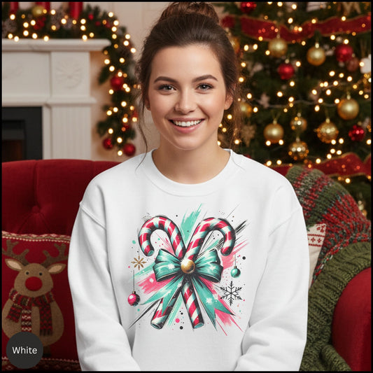 Festive Candy Cane Crewneck Sweatshirt