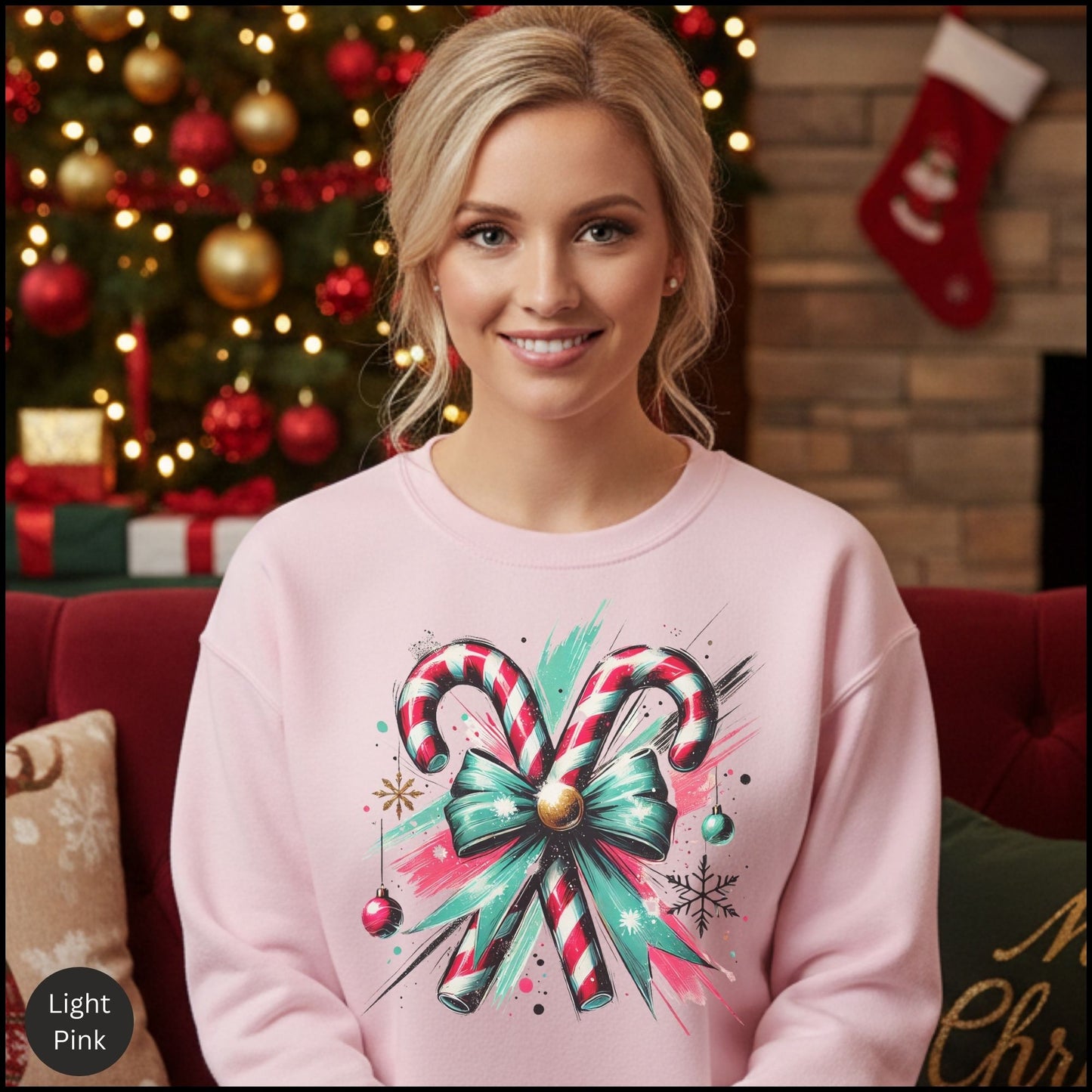 Festive Candy Cane Crewneck Sweatshirt