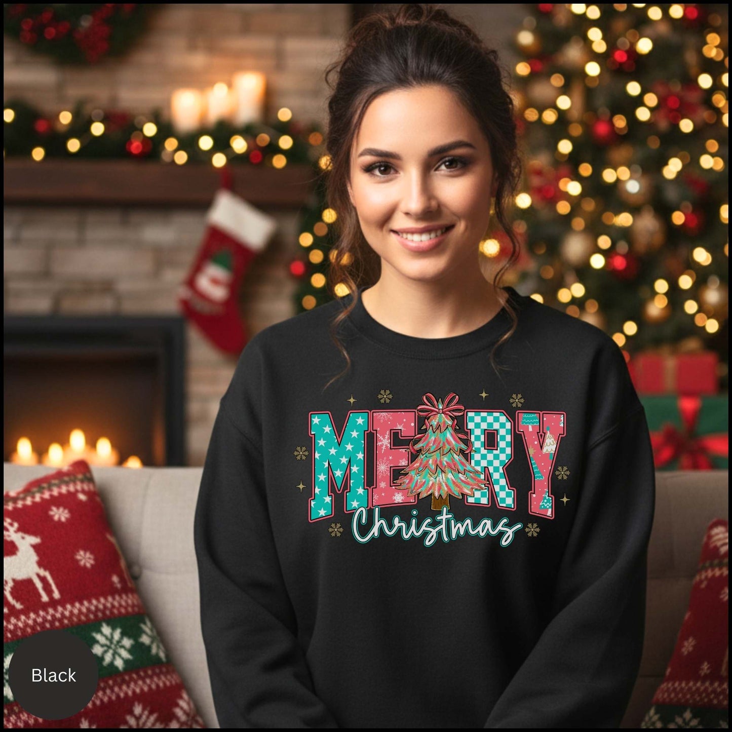 Pastel Merry Christmas Crewneck Sweatshirt