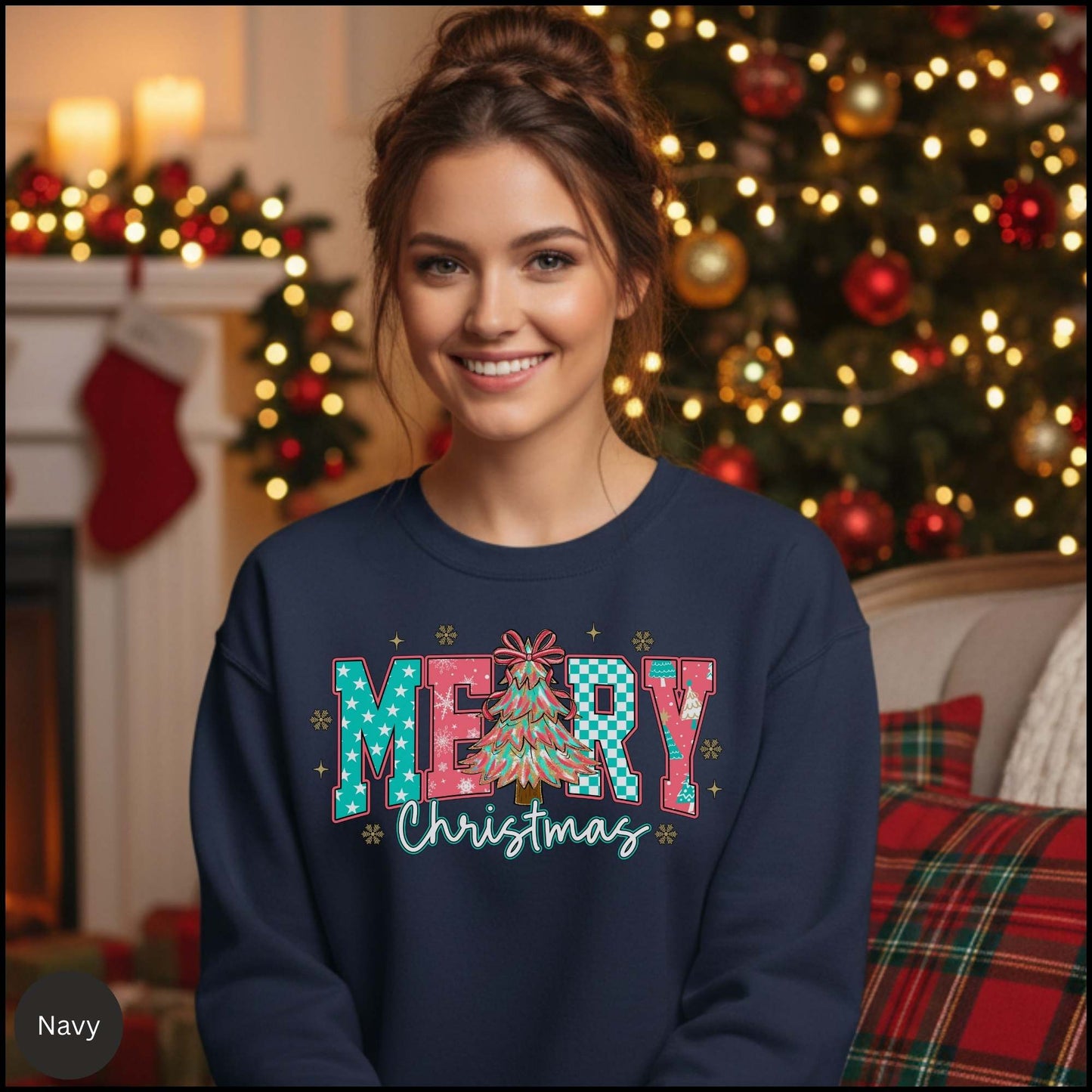 Pastel Merry Christmas Crewneck Sweatshirt
