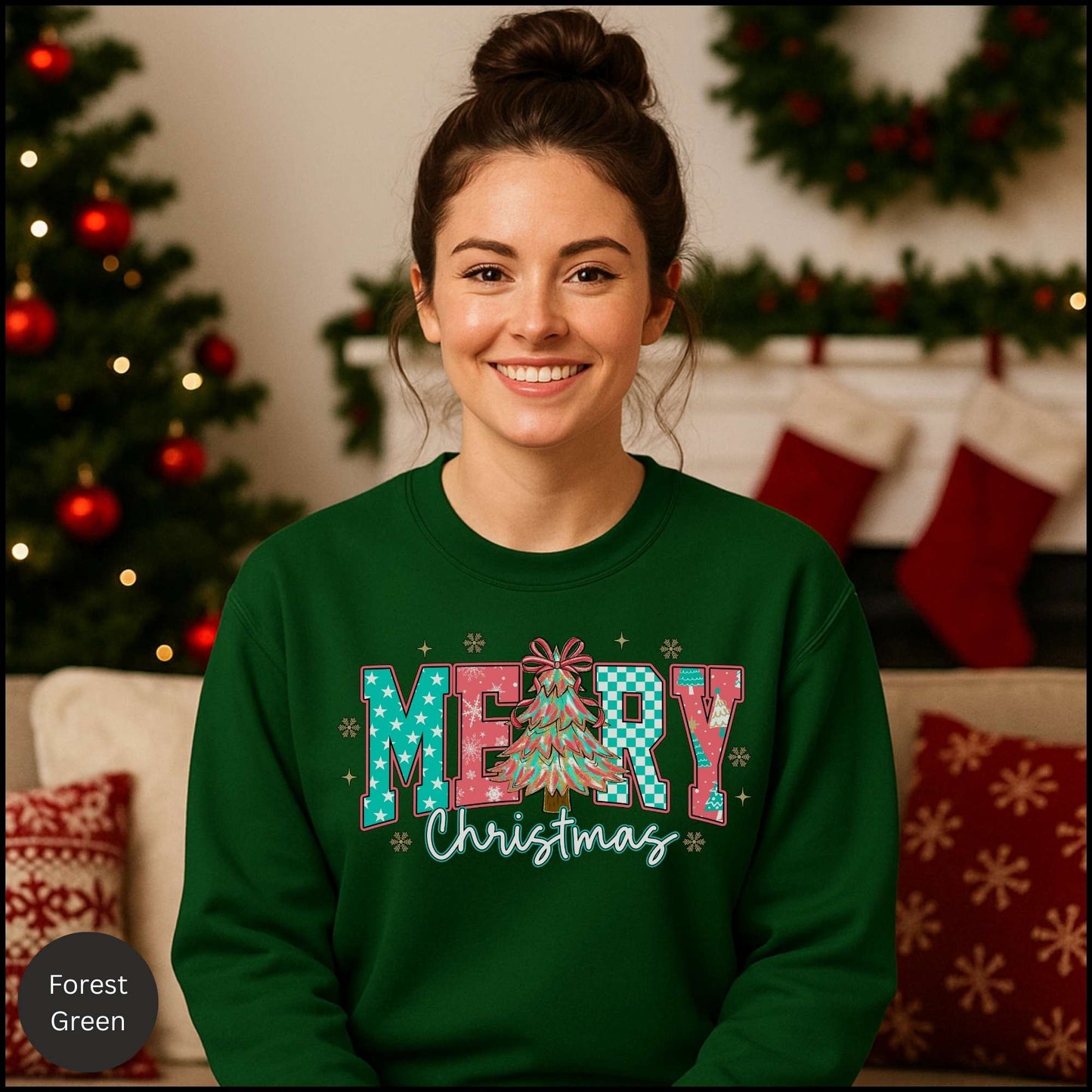 Pastel Merry Christmas Crewneck Sweatshirt