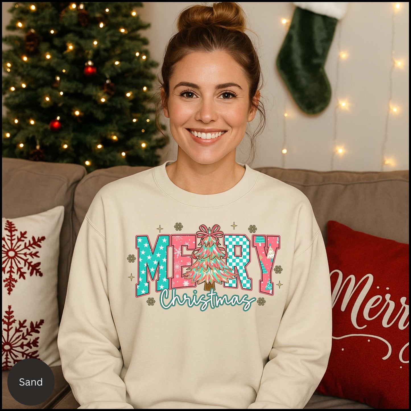 Pastel Merry Christmas Crewneck Sweatshirt