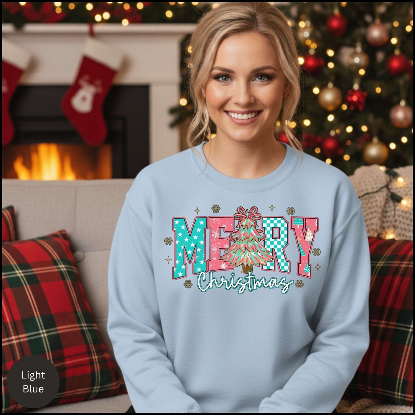 Pastel Merry Christmas Crewneck Sweatshirt