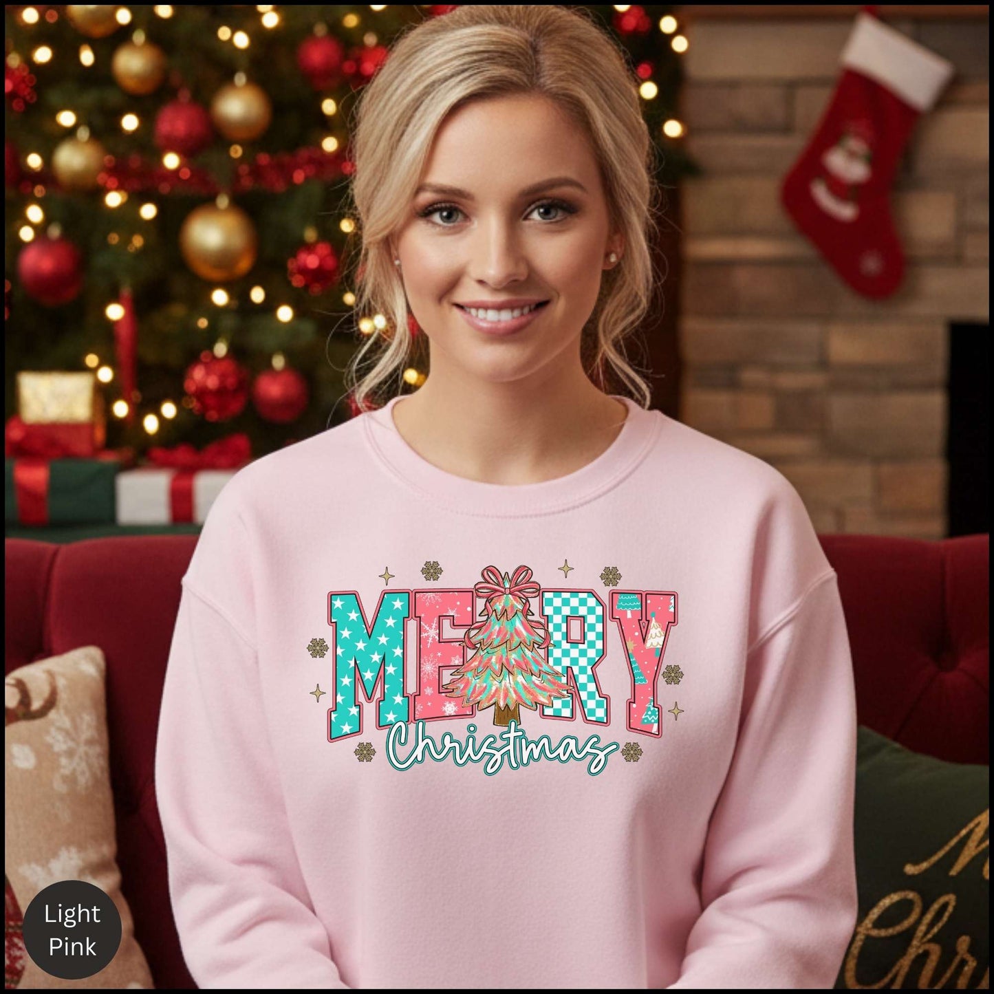 Pastel Merry Christmas Crewneck Sweatshirt