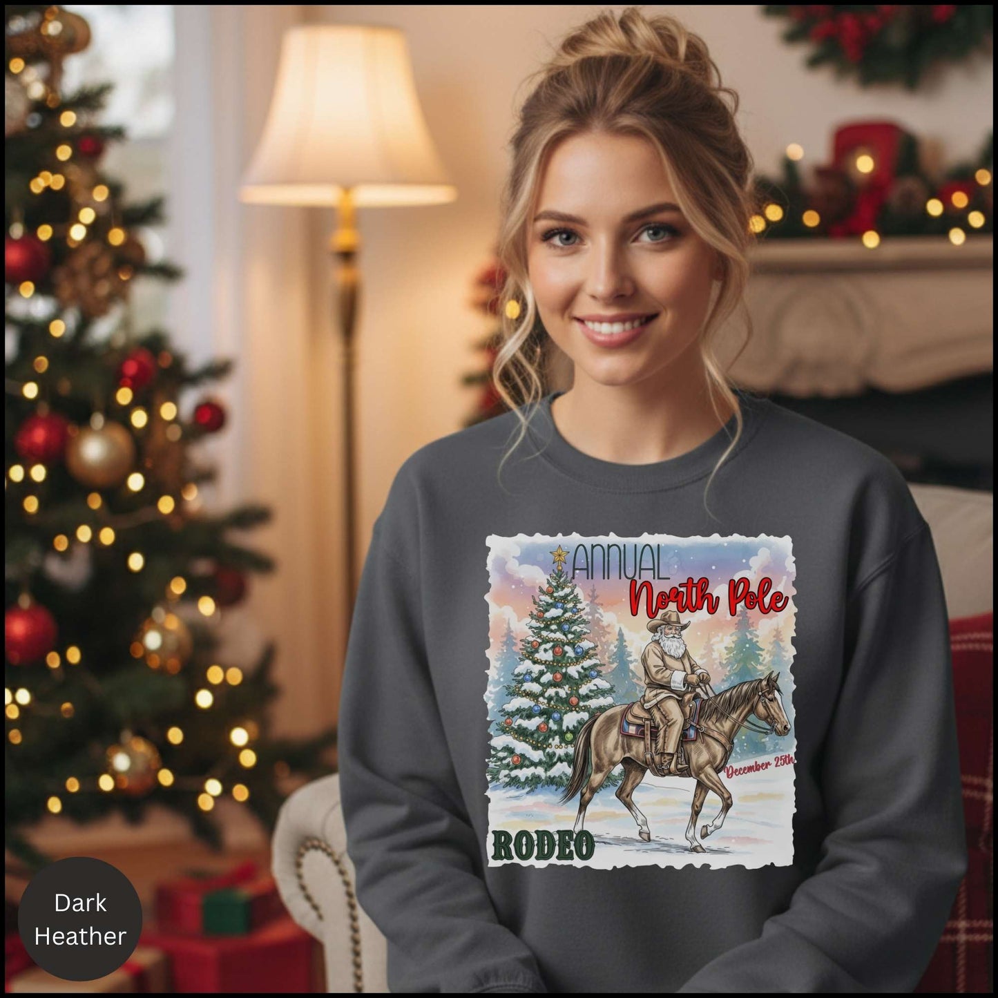 Cowboy Santa Rodeo Holiday Crewneck Sweatshirt