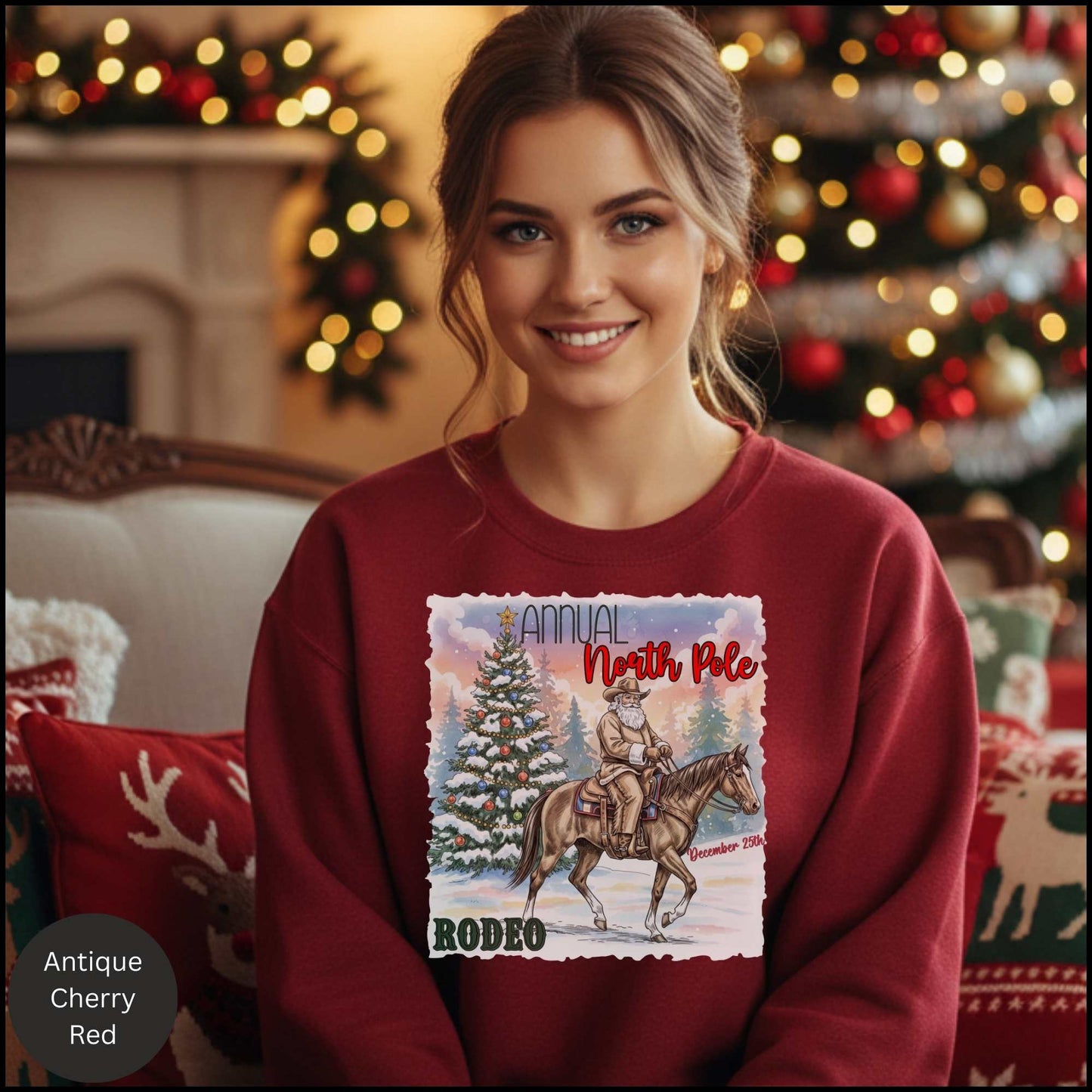 Cowboy Santa Rodeo Holiday Crewneck Sweatshirt