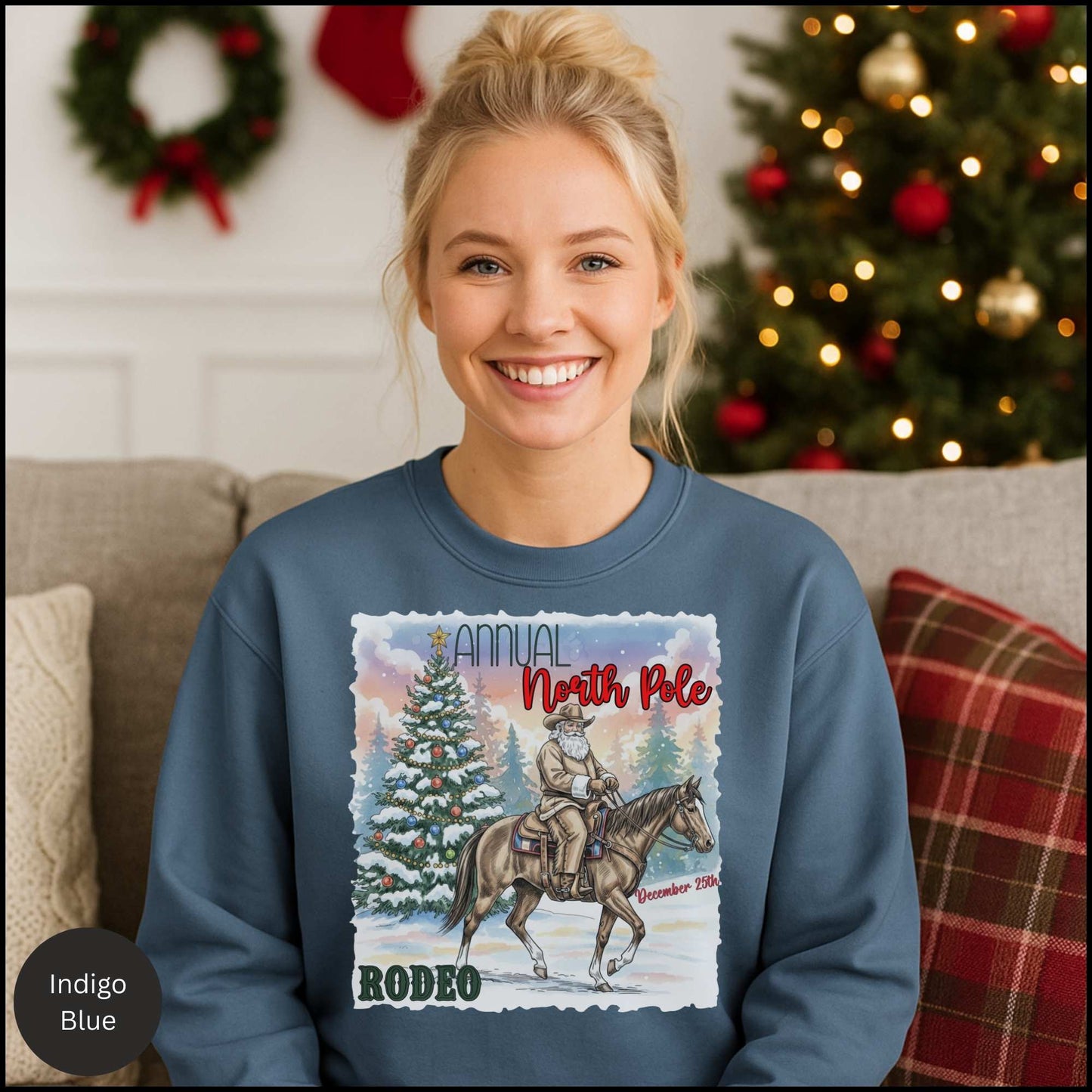 Cowboy Santa Rodeo Holiday Crewneck Sweatshirt
