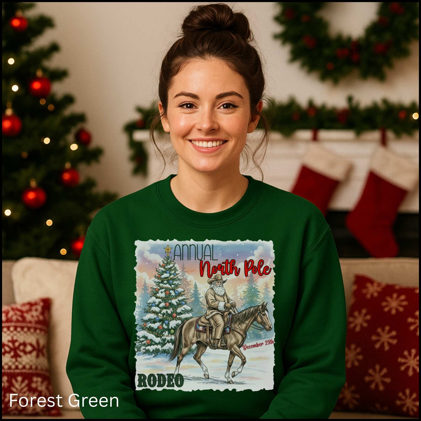 Cowboy Santa Rodeo Holiday Crewneck Sweatshirt