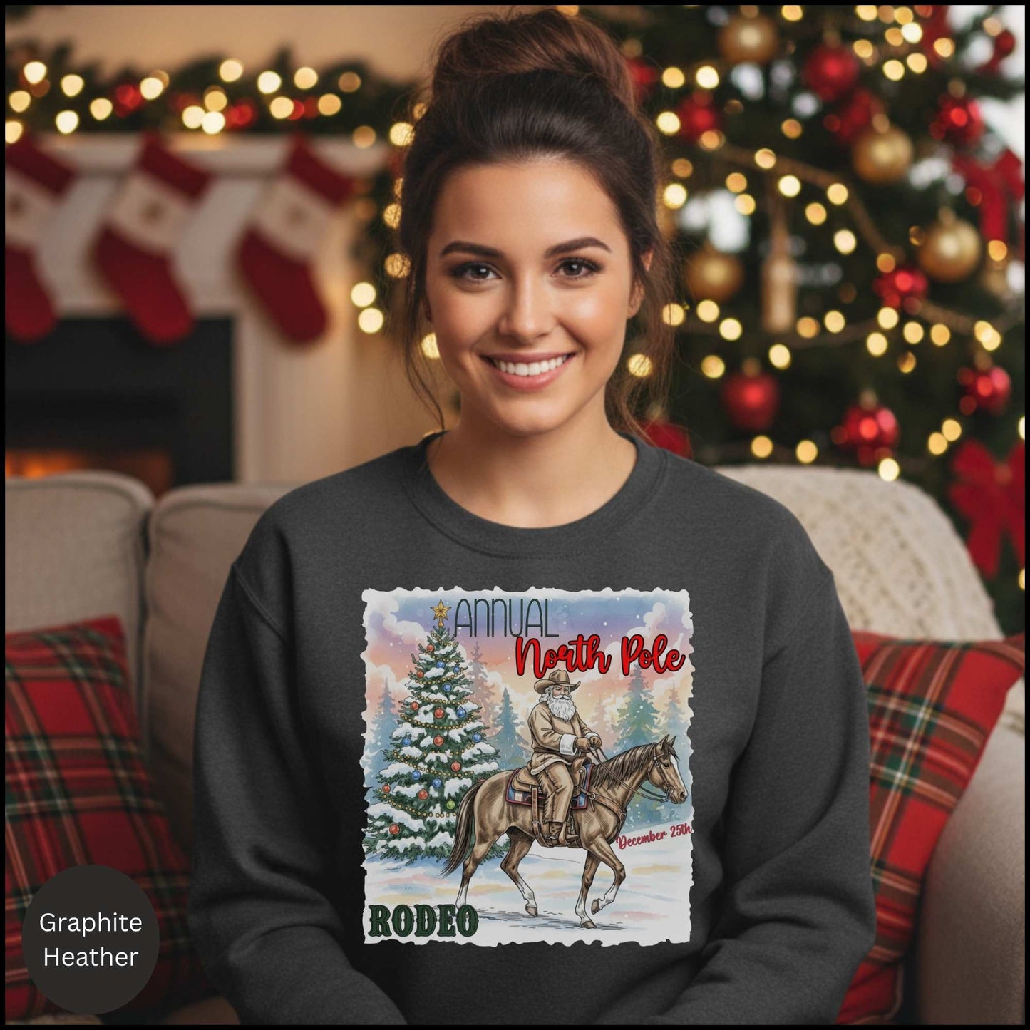 Cowboy Santa Rodeo Holiday Crewneck Sweatshirt