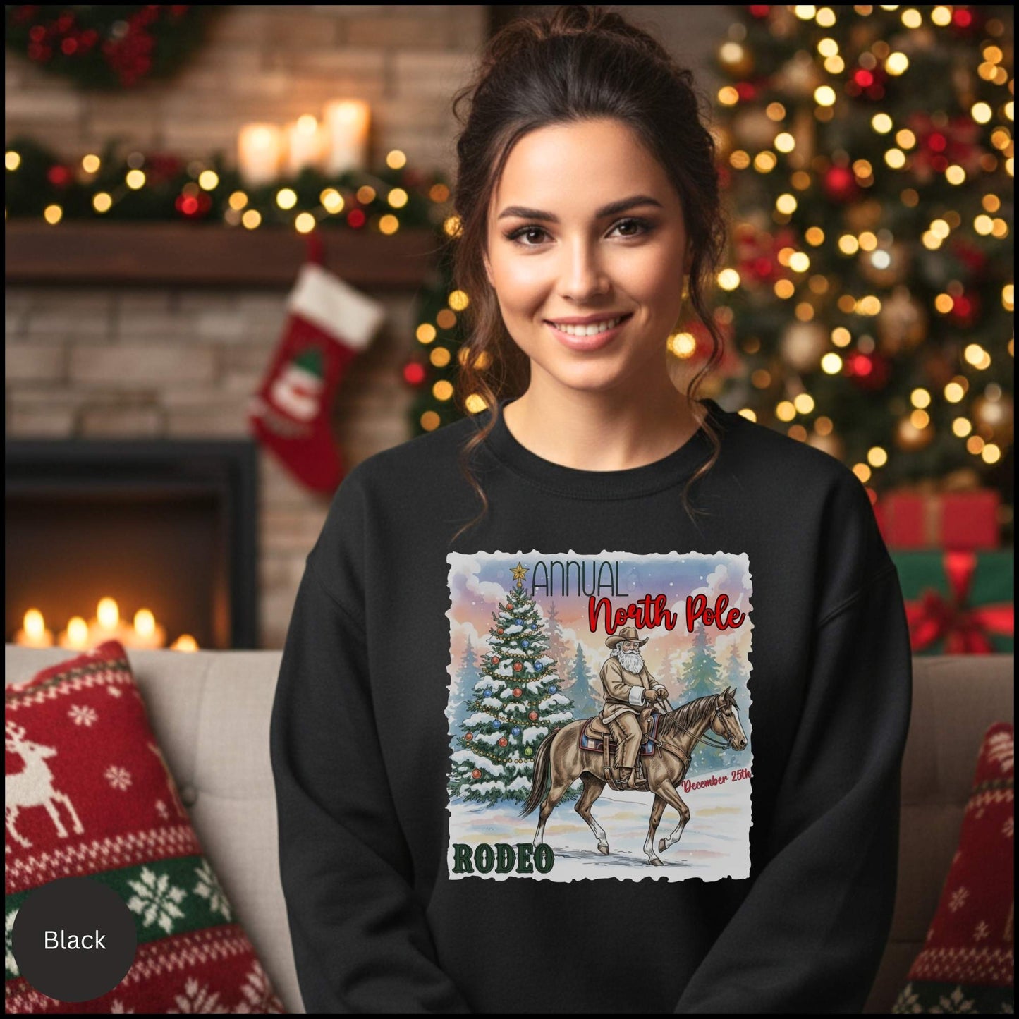 Cowboy Santa Rodeo Holiday Crewneck Sweatshirt