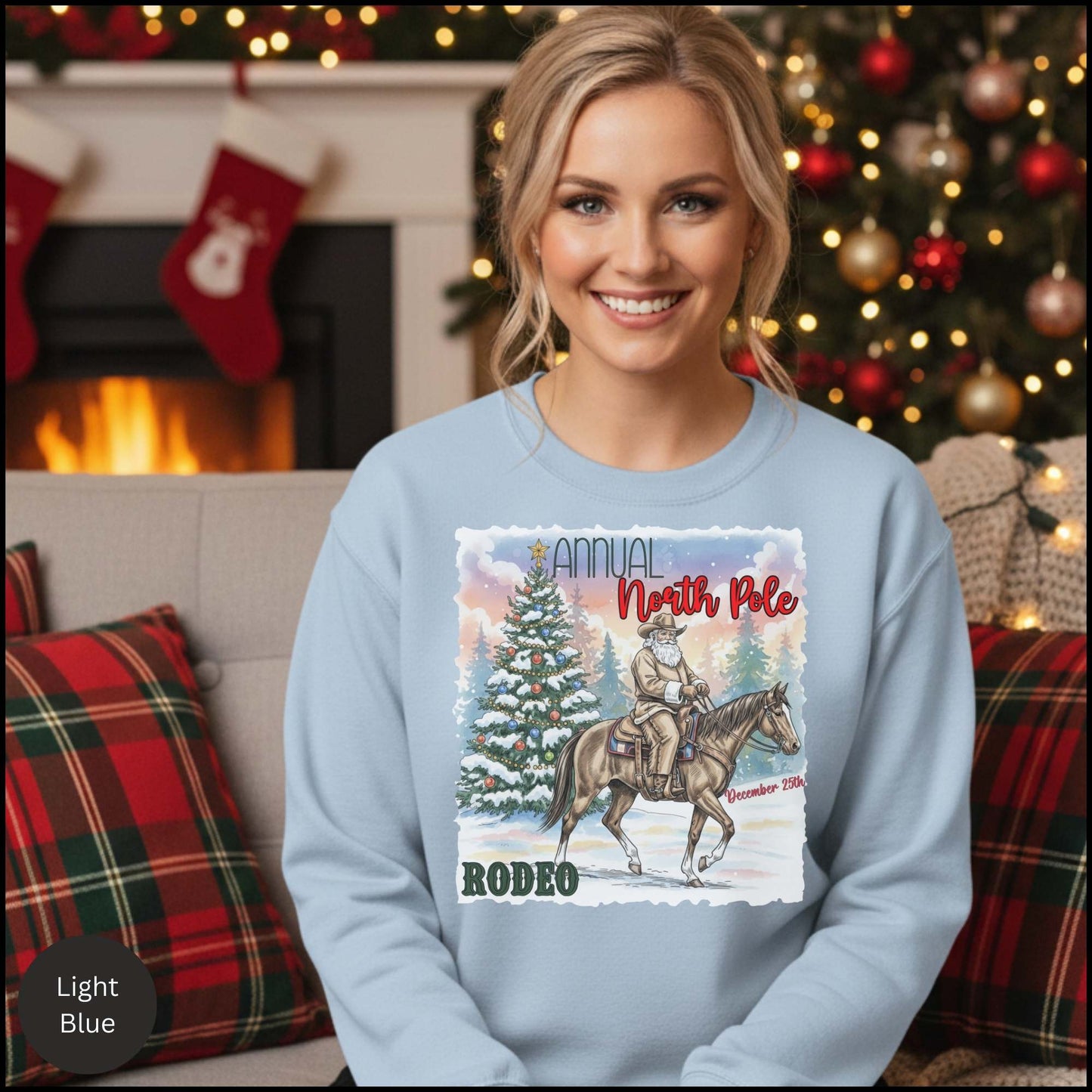 Cowboy Santa Rodeo Holiday Crewneck Sweatshirt