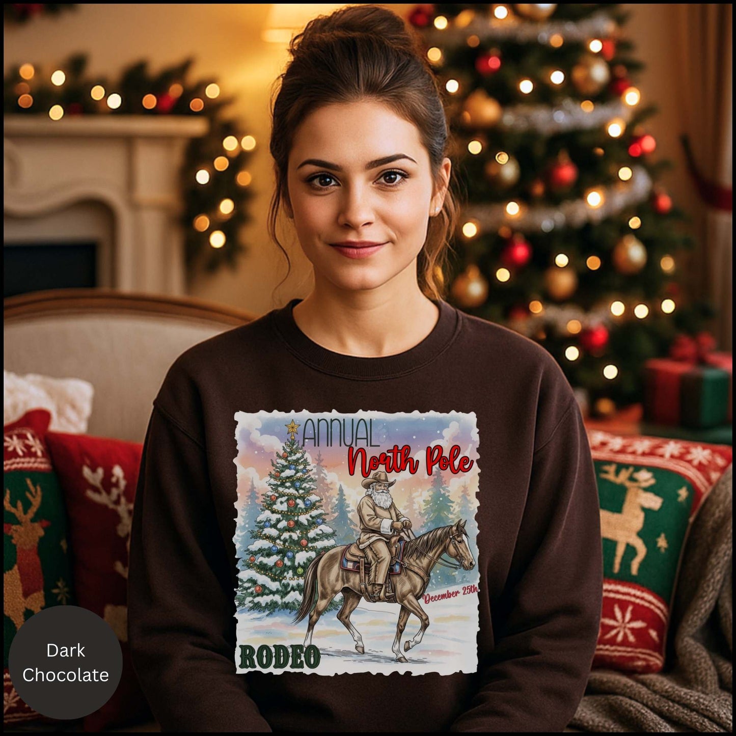 Cowboy Santa Rodeo Holiday Crewneck Sweatshirt