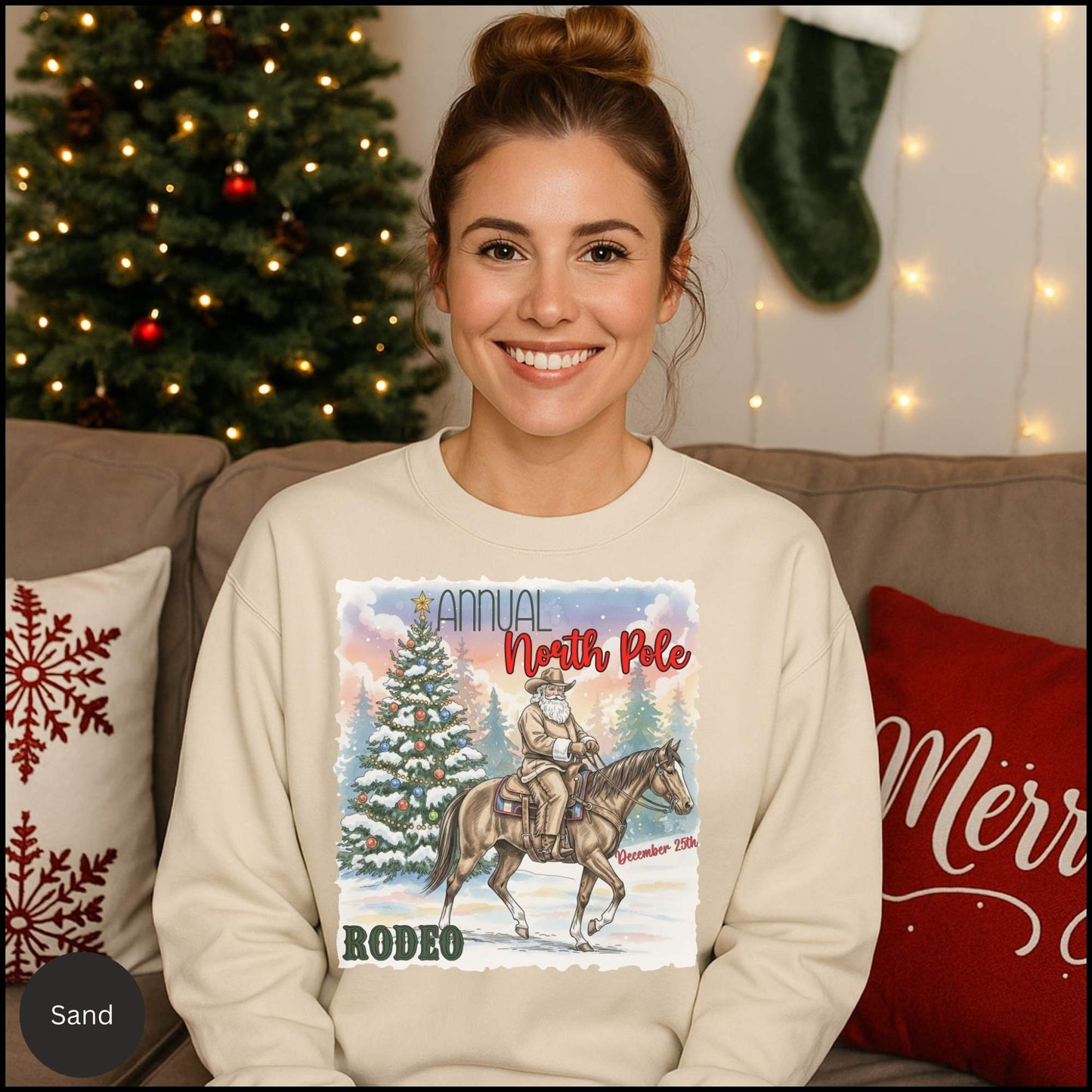 Cowboy Santa Rodeo Holiday Crewneck Sweatshirt