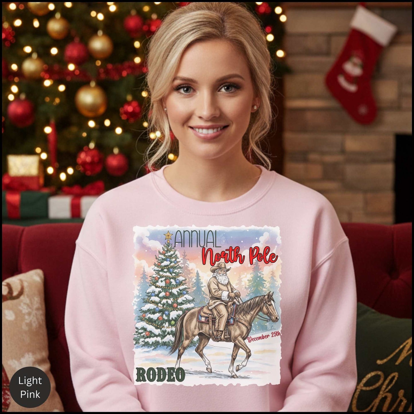 Cowboy Santa Rodeo Holiday Crewneck Sweatshirt