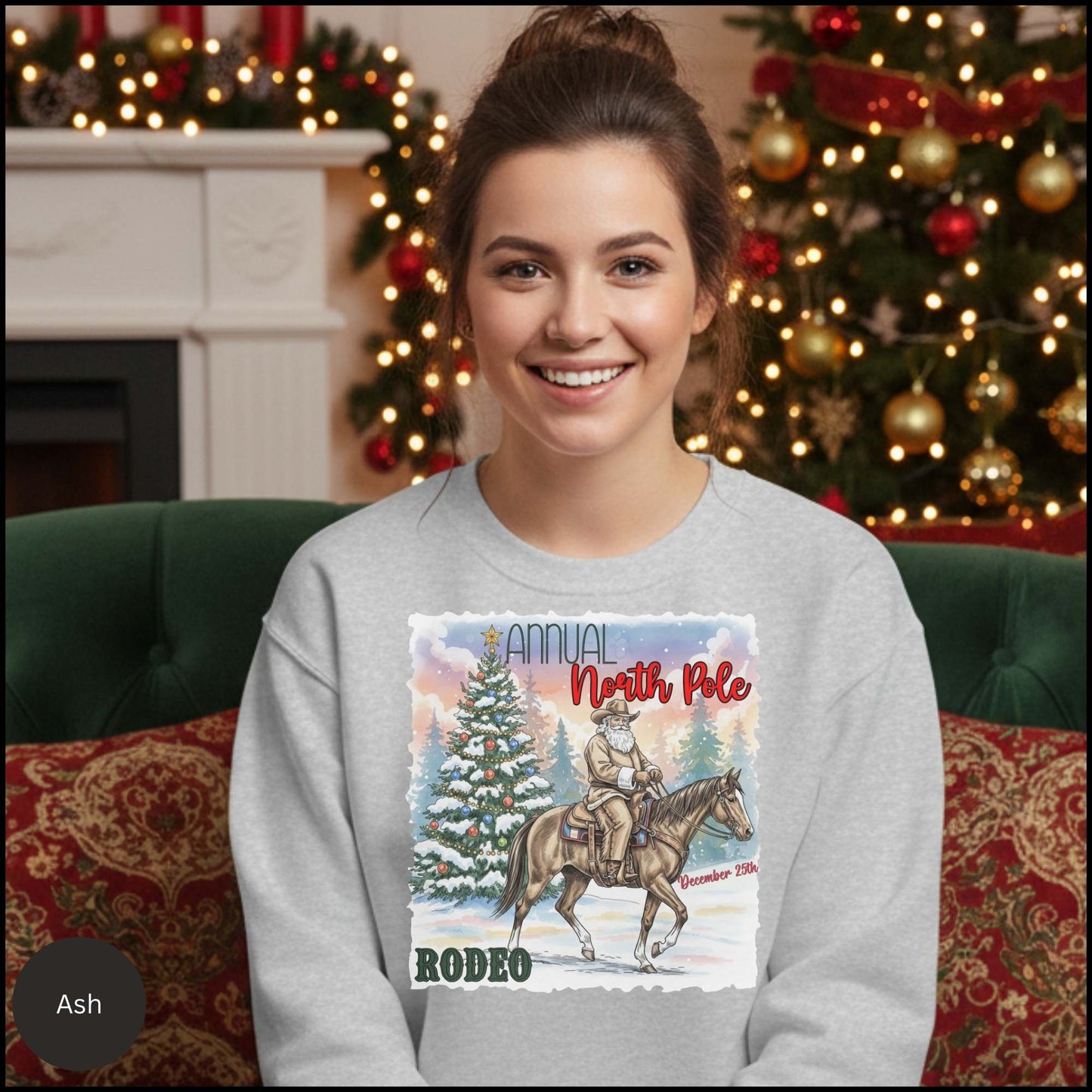 Cowboy Santa Rodeo Holiday Crewneck Sweatshirt