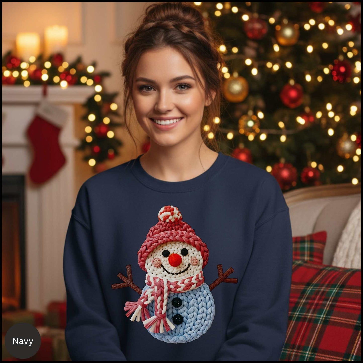 Cozy Knit Snowman Crewneck Sweatshirt