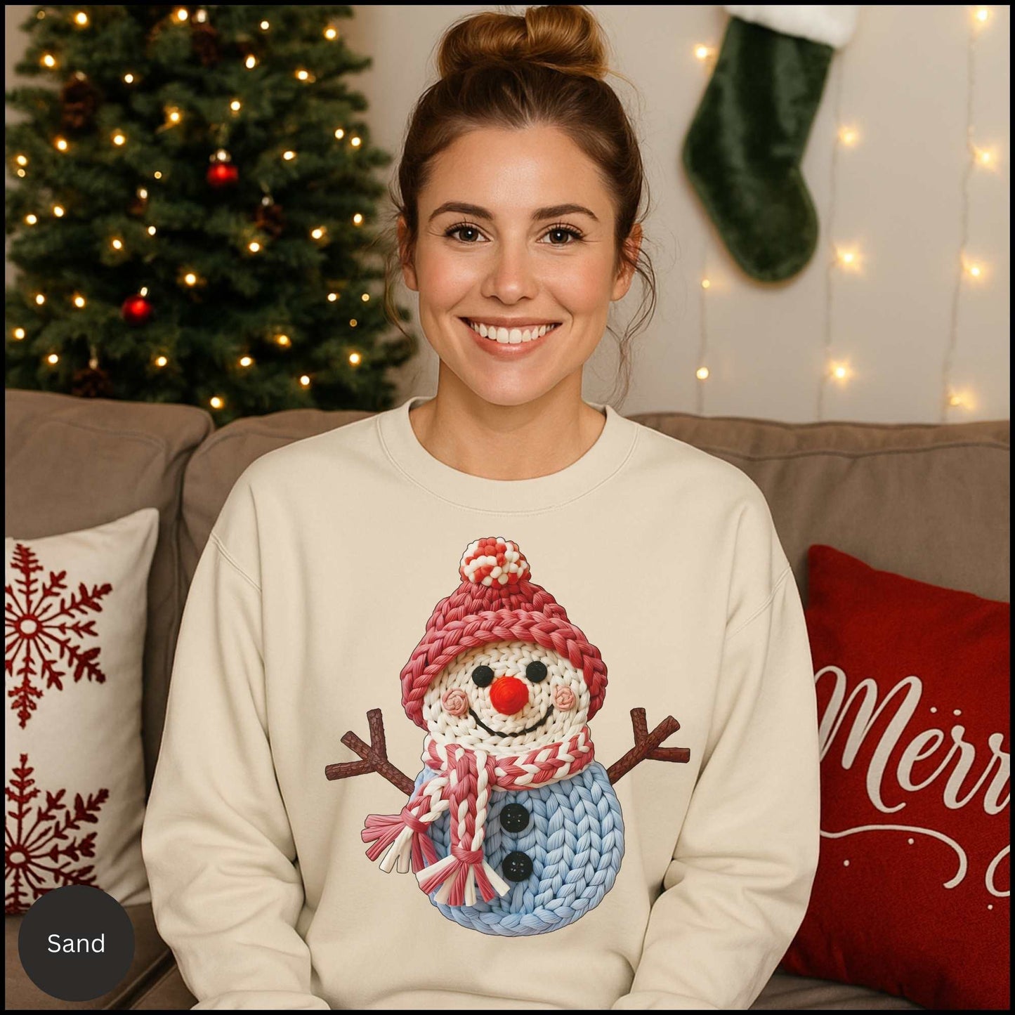Cozy Knit Snowman Crewneck Sweatshirt