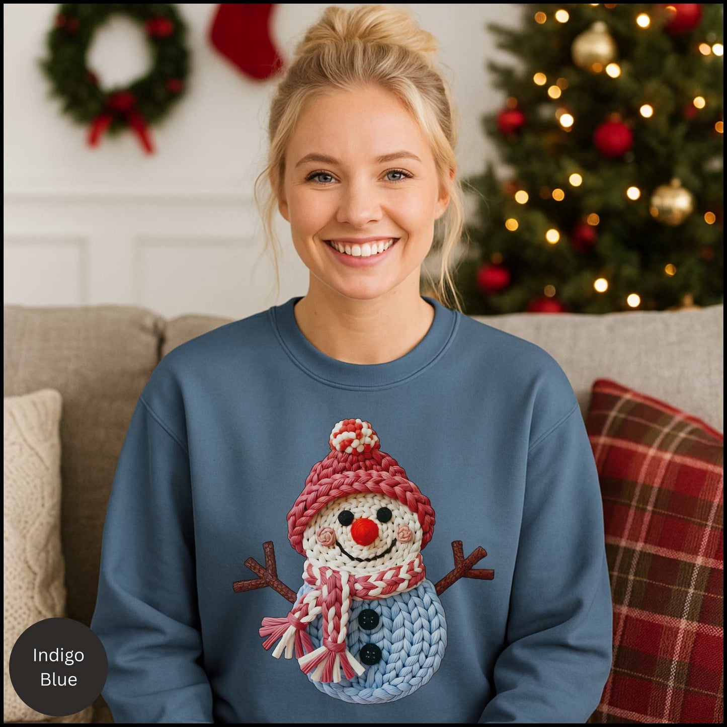 Cozy Knit Snowman Crewneck Sweatshirt