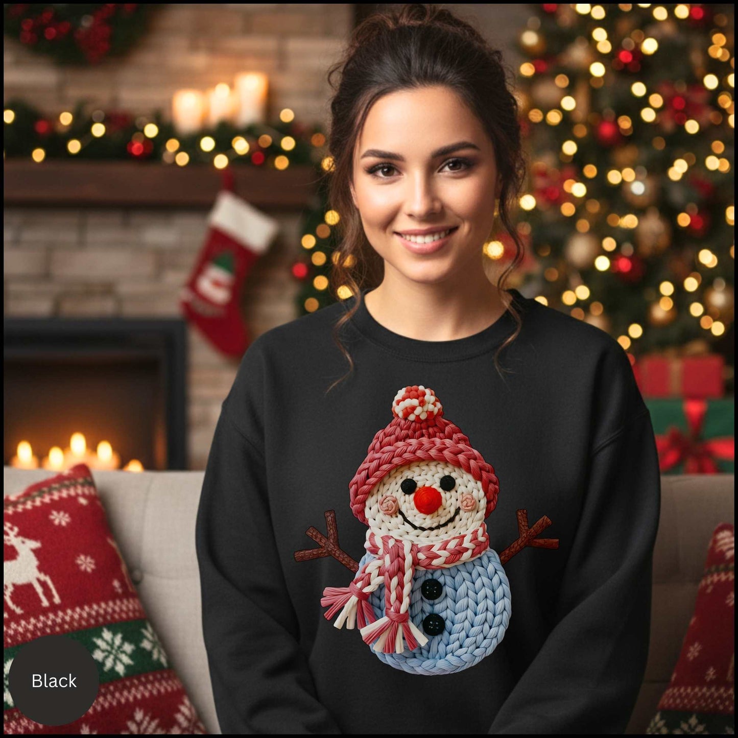 Cozy Knit Snowman Crewneck Sweatshirt