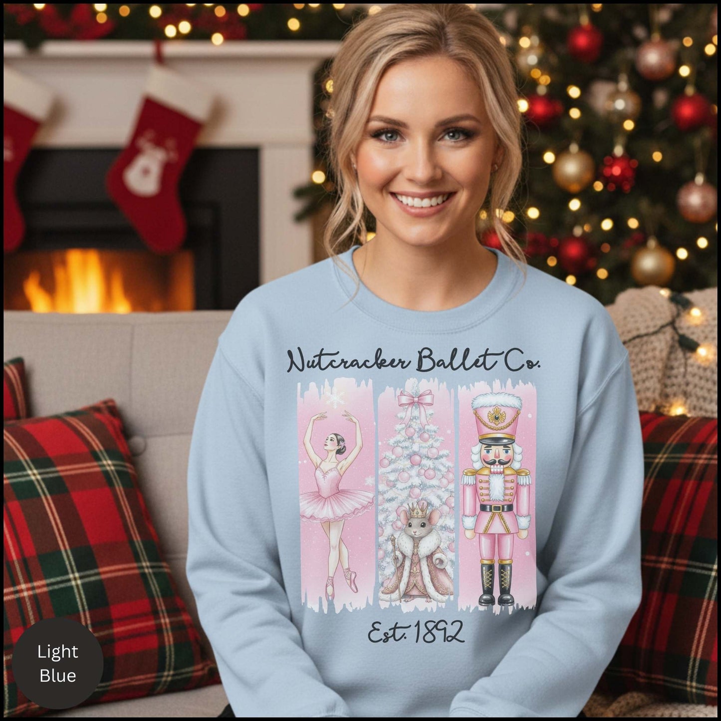 Nutcracker Ballet Crewneck Sweatshirt — Pink Ballet Nutcracker Holiday Pullover
