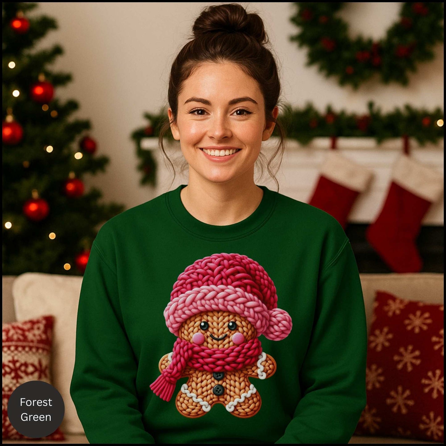 Cozy Knitted Gingerbread Christmas Sweatshirt – Cute Holiday Cookie Crewneck | Winter Cozy Aesthetic