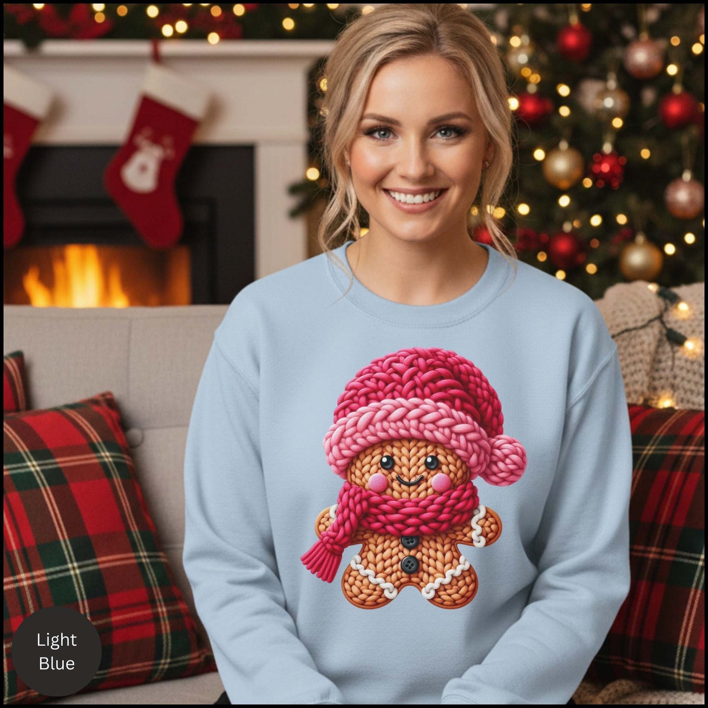 Cozy Knitted Gingerbread Christmas Sweatshirt – Cute Holiday Cookie Crewneck | Winter Cozy Aesthetic